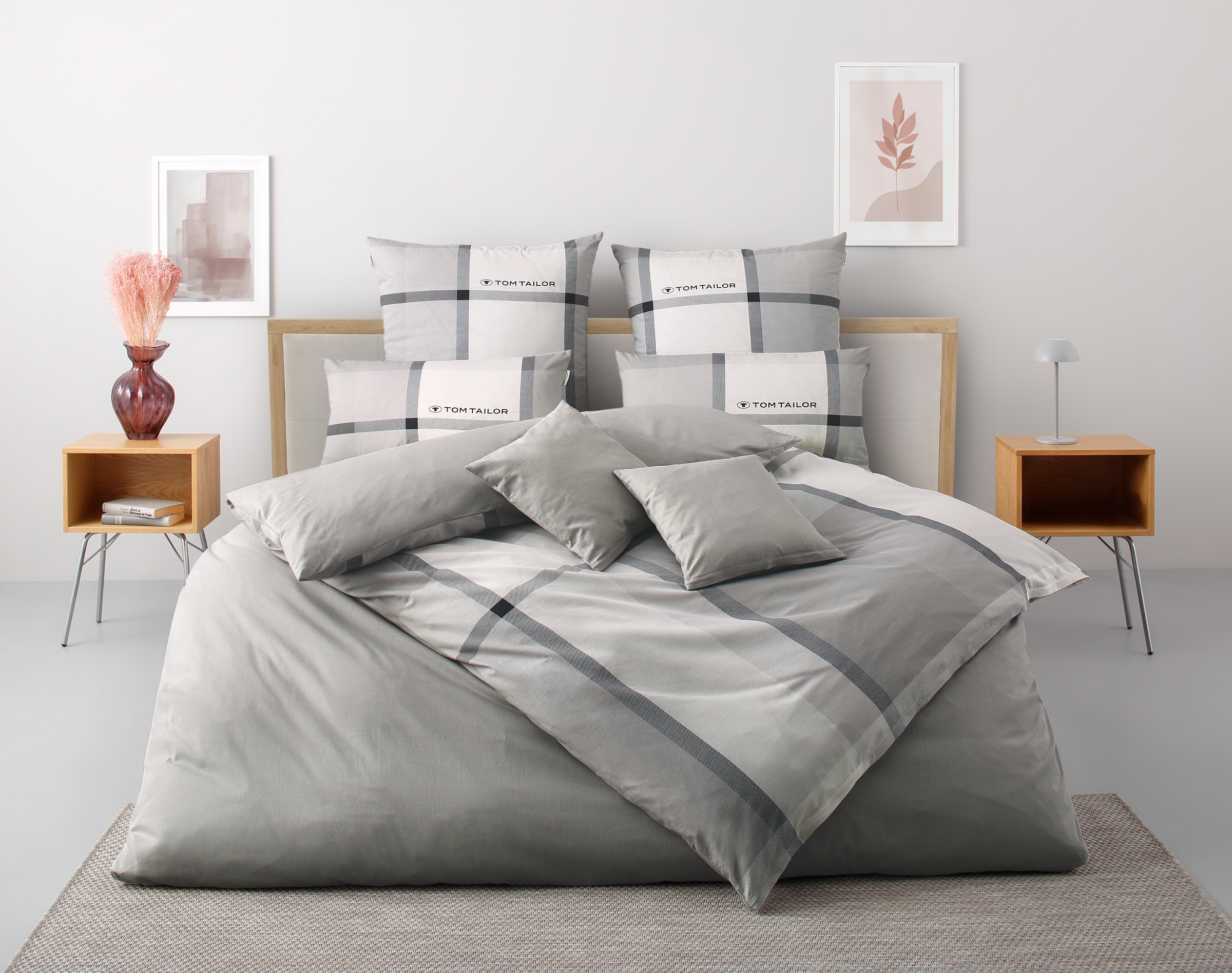 TOM TAILOR HOME Linge de lit »Lenny in Gr. 135x200 oder 155x220 cm« 3 cuis avec CADEAU GRATUIT : taie d'oreiller 1 pièce, disponible en flanelle et renforcé