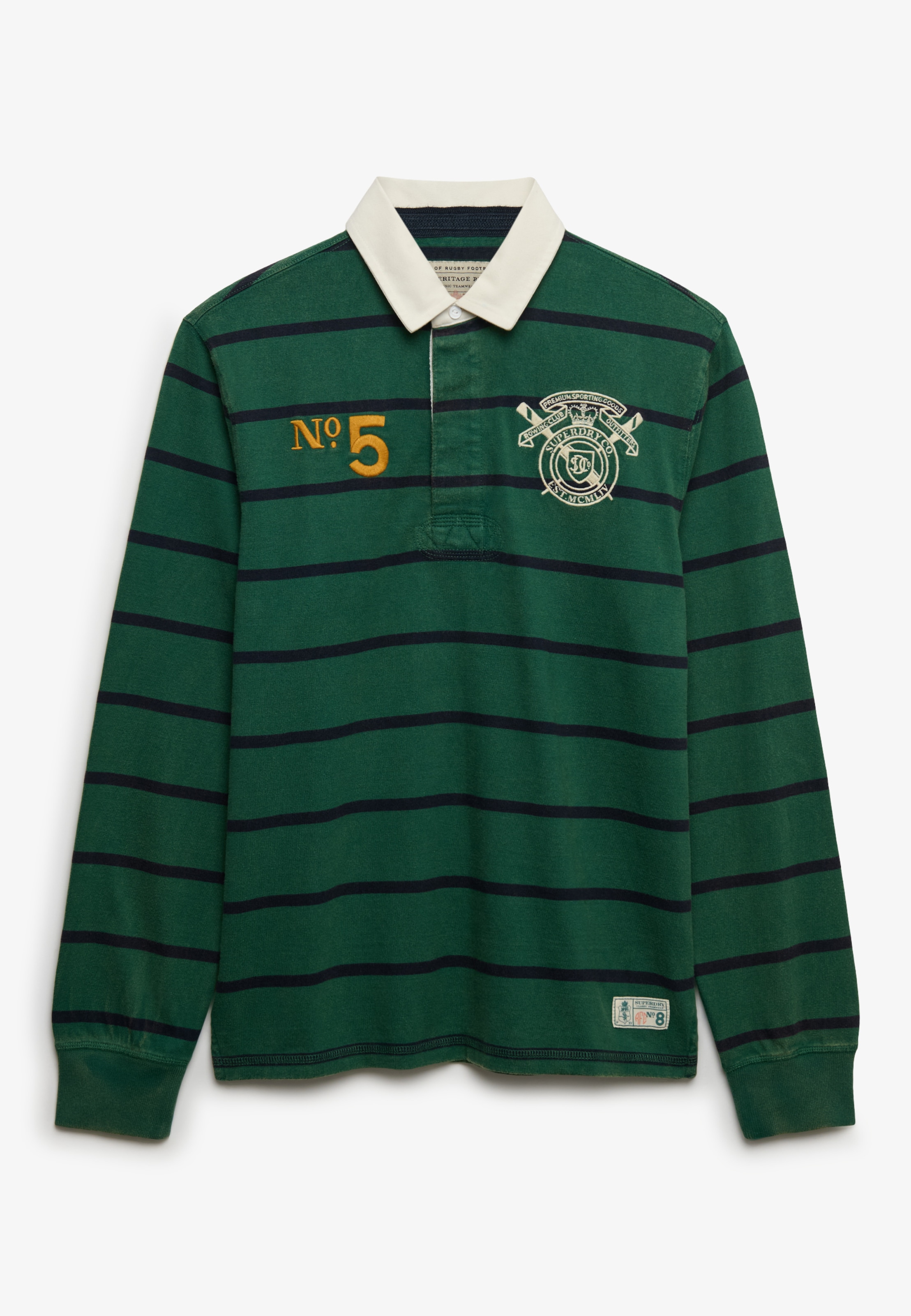 Superdry T-shirt à manches longues »DOUBLE EMBLEM STRIPE RUGBY« en coton et jersey simple, coupe décontractée, aspect rayé