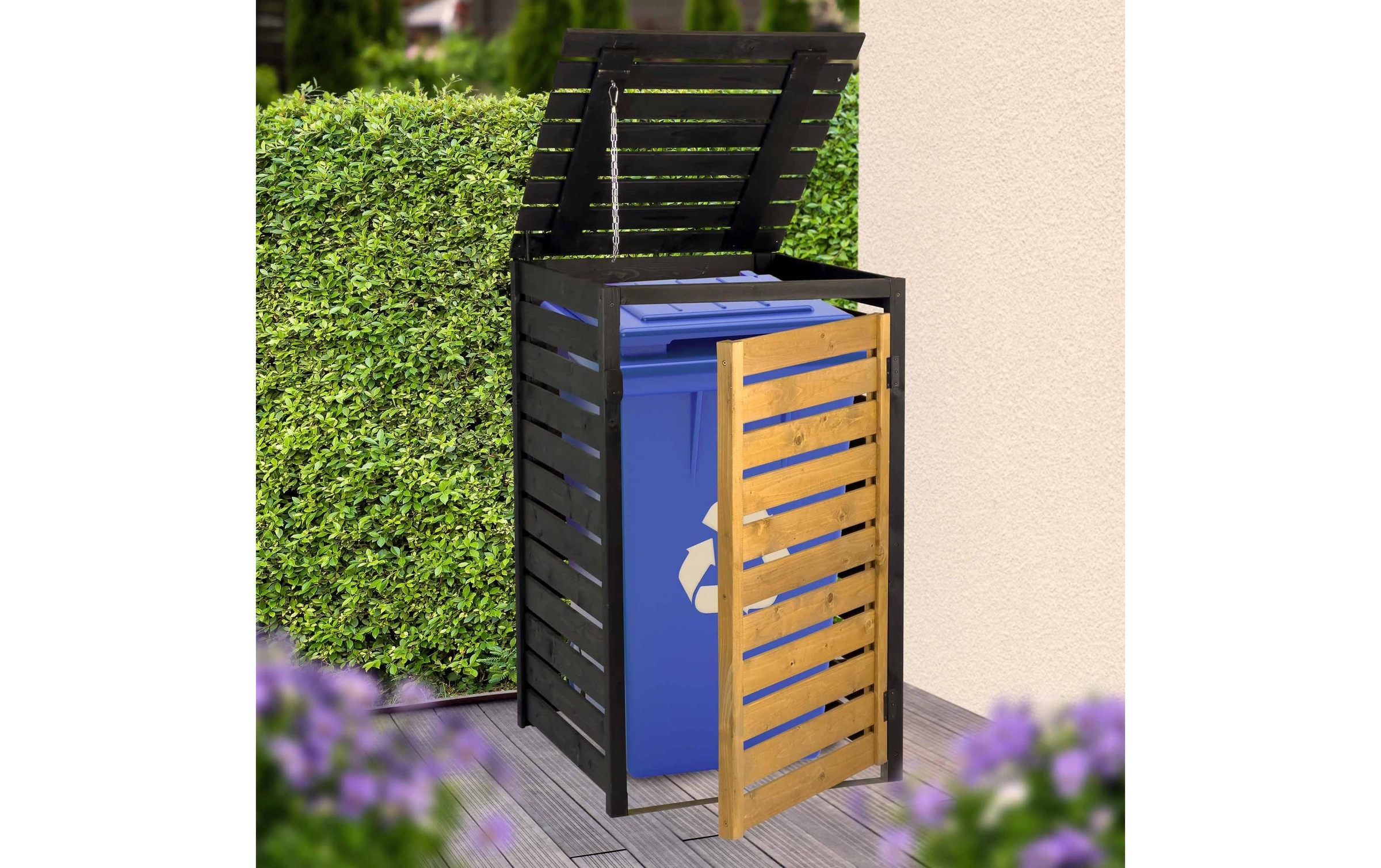 dobar Coffre à poubelles »120 L« Bausatz aus Fichtenholz für Mülltonnen