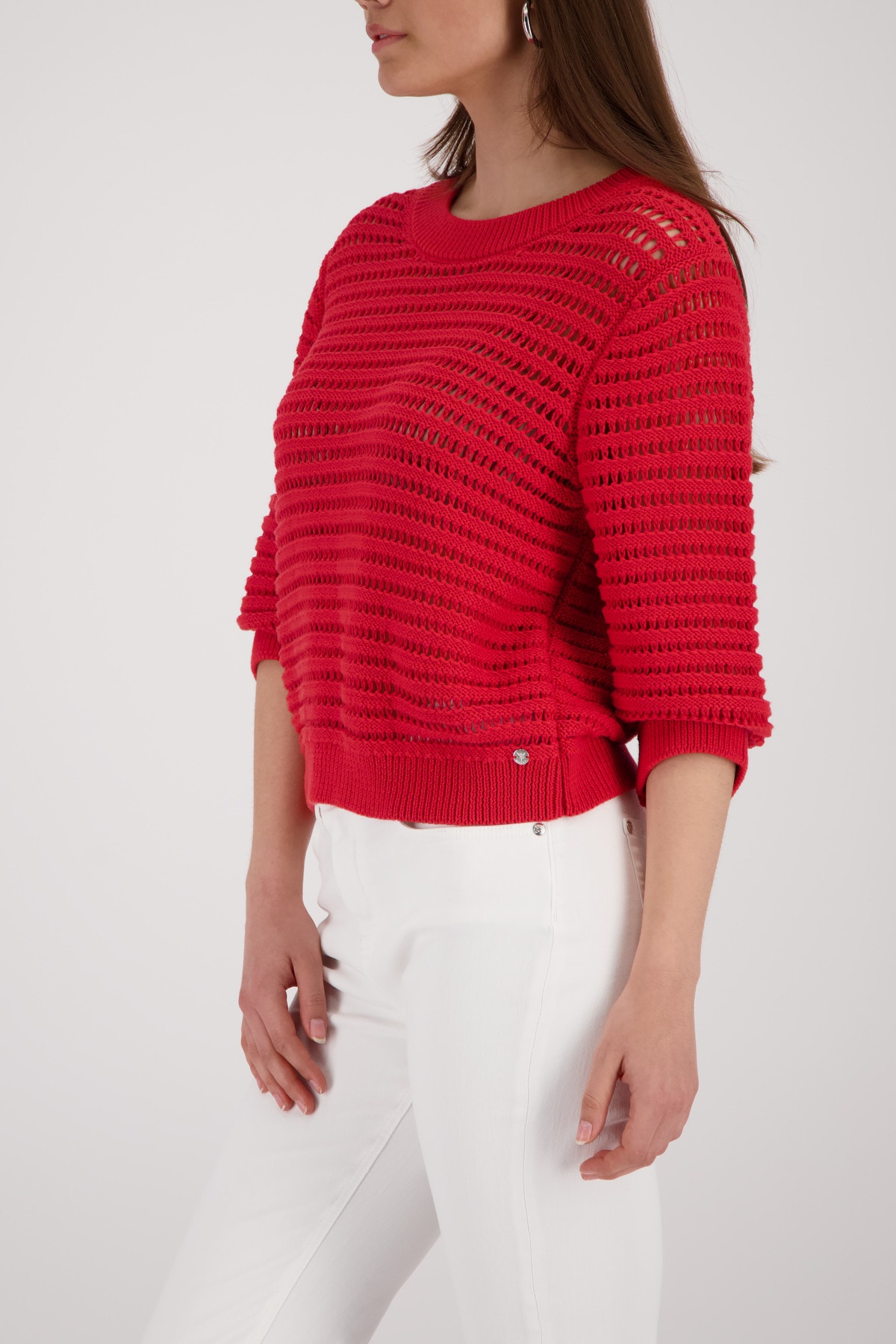 Monari Pull ajouré »Pullover Basic  Ajour« Regular fit mit Ajour-Strick