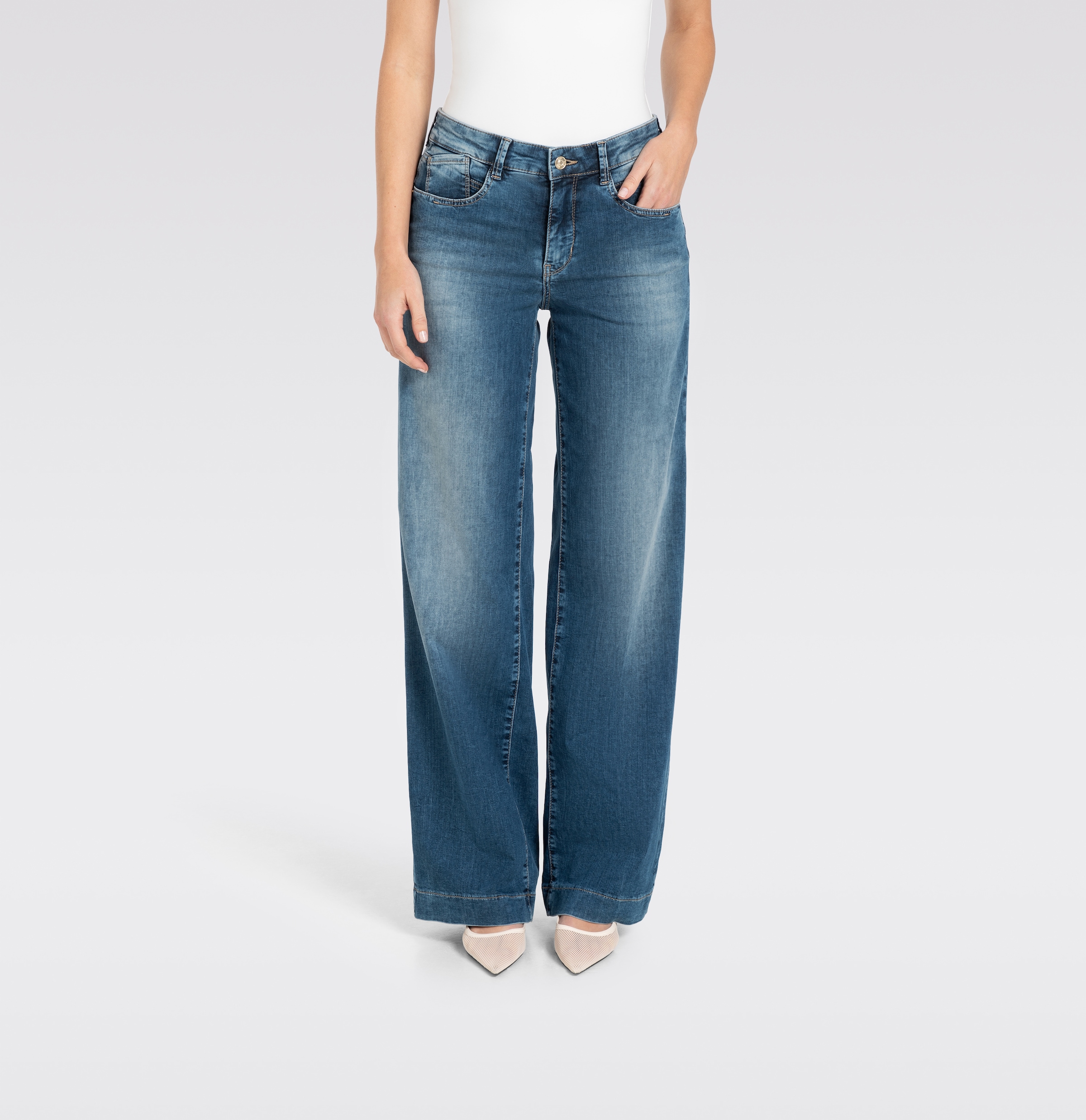 MAC Stretch-Jeans »RICH PALAZZO« Naht-Details an den Gesässtaschen
