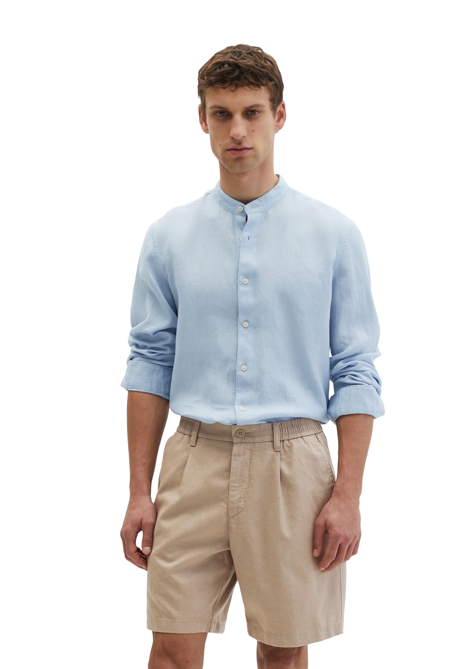 Marc O'Polo Chemise en lin regular en pur lin, chemise col montant