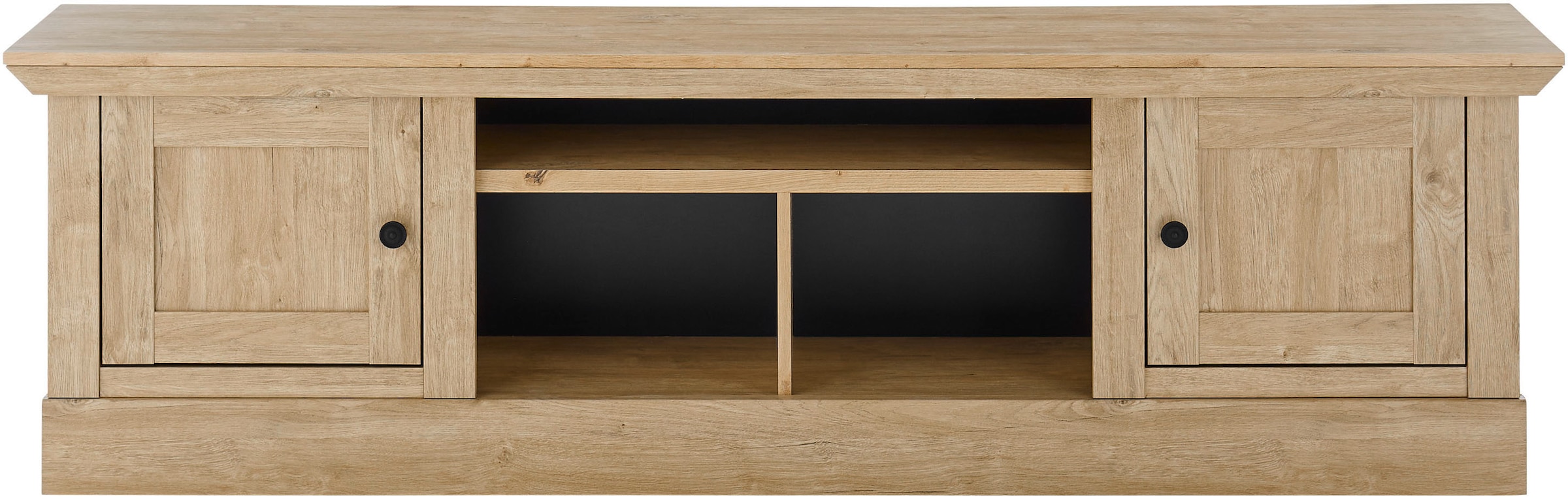 Home affaire Table basse »Cornwall, Unterschrank im Landhausstil, Kommode, Eiche Dekor« 1 cuis tlg. verschnörkelte Metallgriffe, offene Fächer und Türen, 194 cm breit