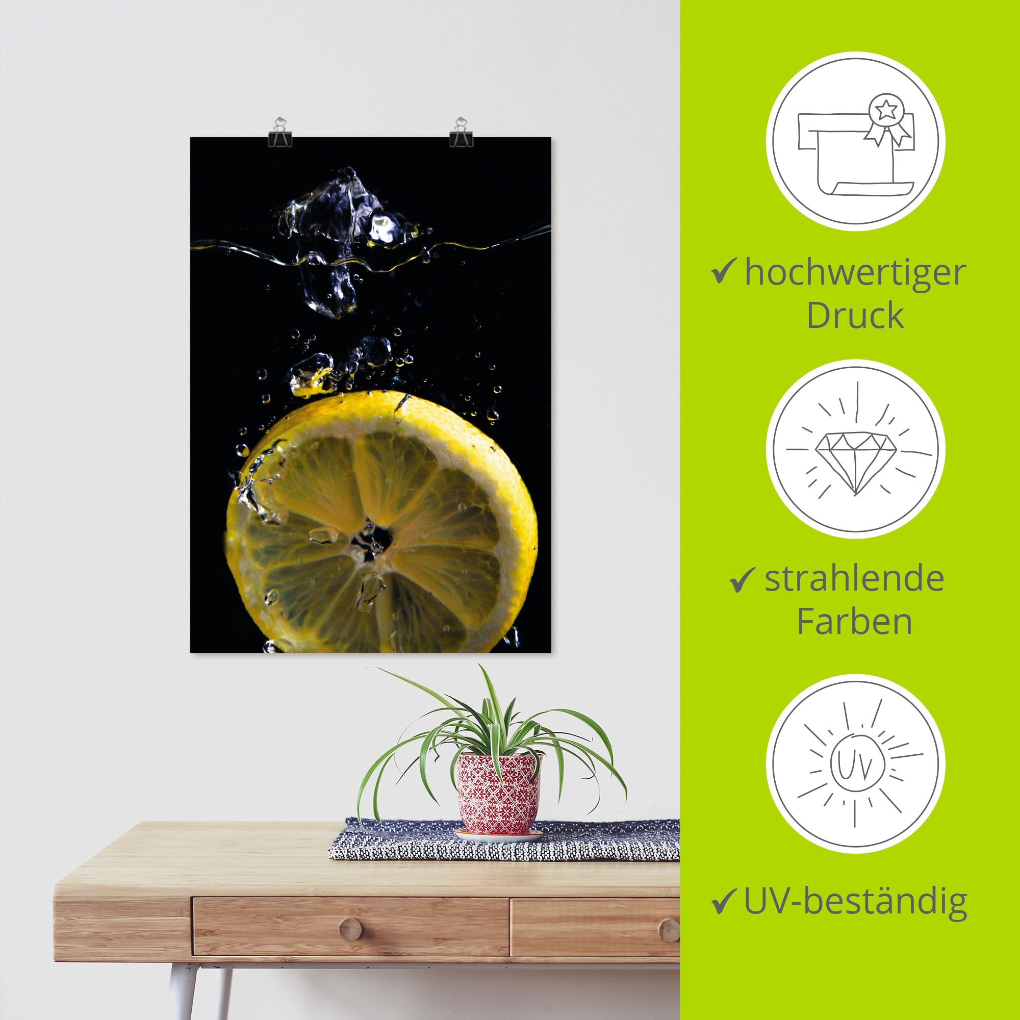 Artland Fresque murale »Zitrone« 1 cuis tlg. als Alubild, Outdoorbild, Leinwandbild, Poster in verschied. Grössen