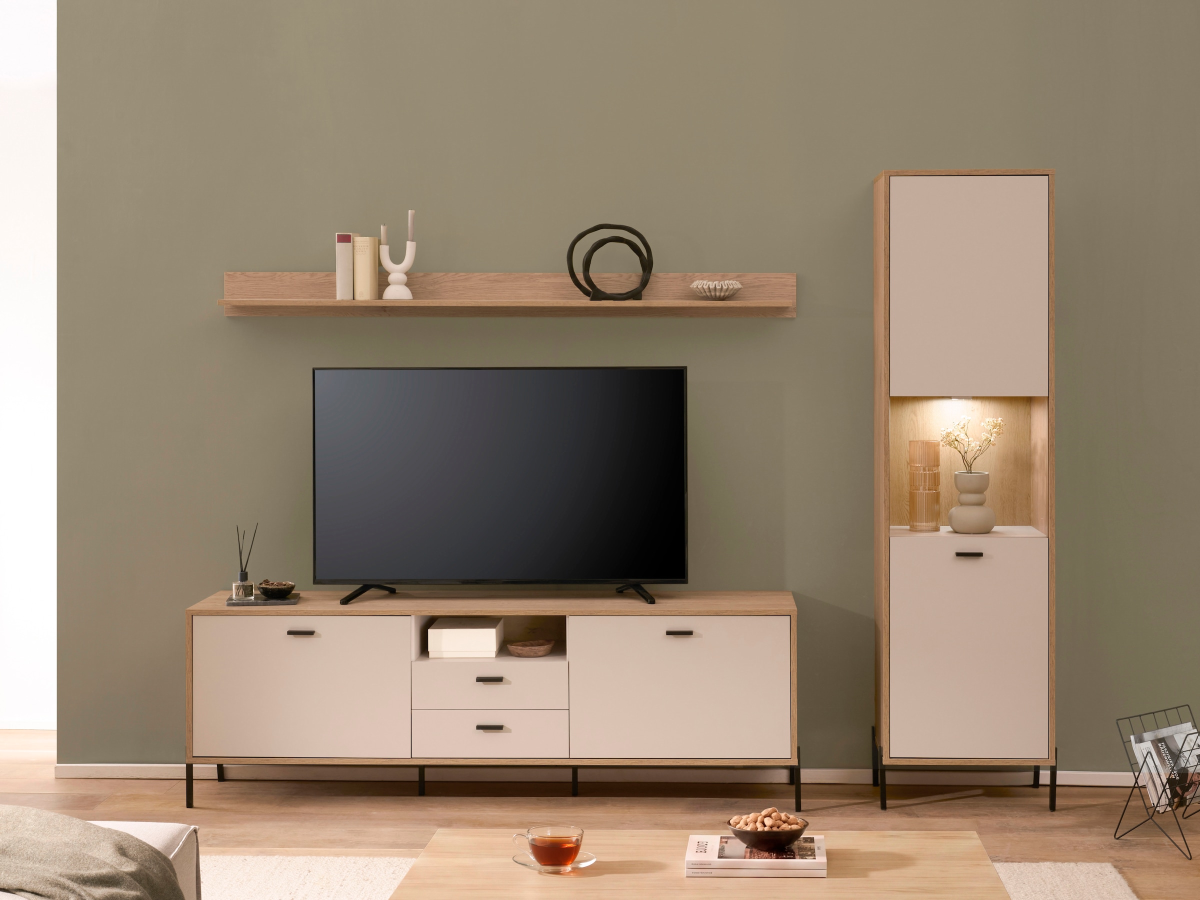 Home affaire Meuble mural »Fredericia, moderne Anbauwand, Komplettset in Kaschmir« Ensemble, 3 cuis tlg.