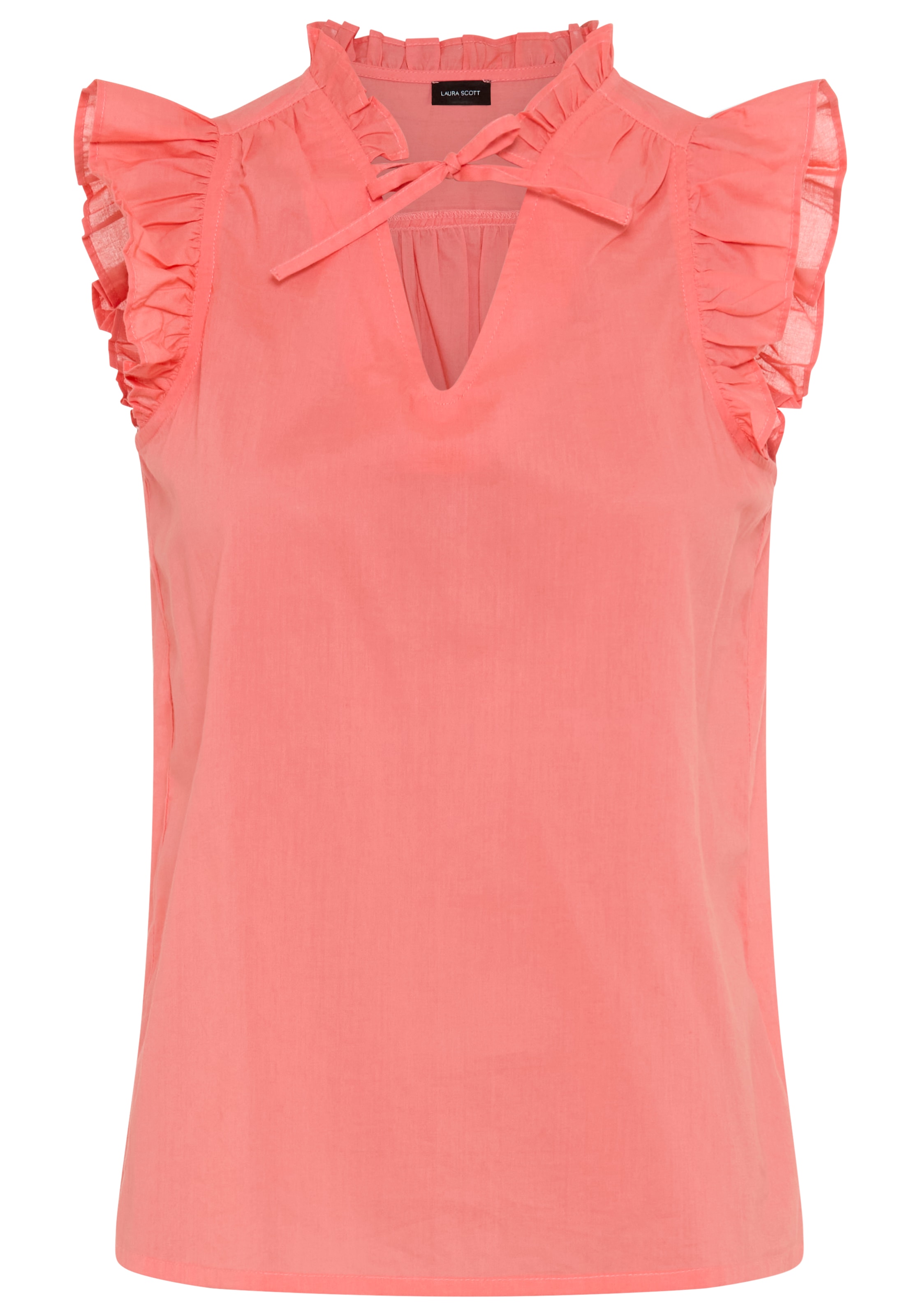Laura Scott Chemisier à volants ärmellose Bluse, figurumspielende Passform, hüftlange Schnittform