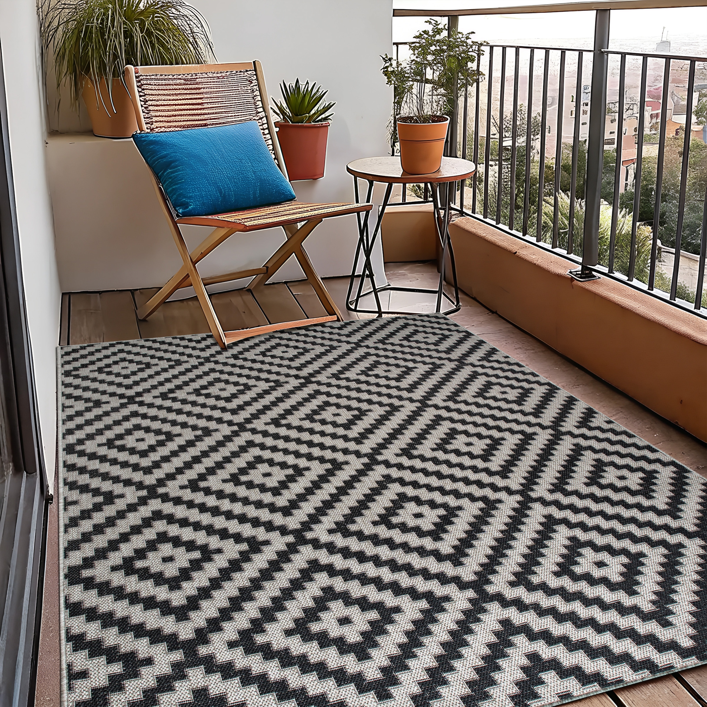 my home Tapis »Cordoba auch als Läufer erhältlich« Rectangulaire 3 mm Höhe In- und Outdoor geeignet, Sisal-Optik, Wetterfest & UV-beständig, Boho