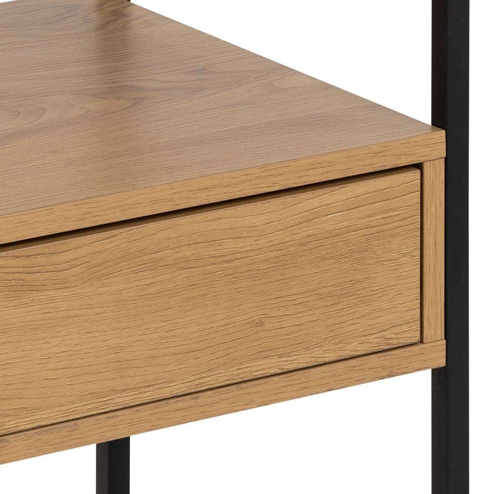 ACTONA GROUP Nachttisch »Randolf, Nachtschrank, skandinavisches Design, gehärtetes Rauchglas« Schublade in Holzoptik mit Push-to-Open-Funktion, Stahlbeine, B: 40 cm