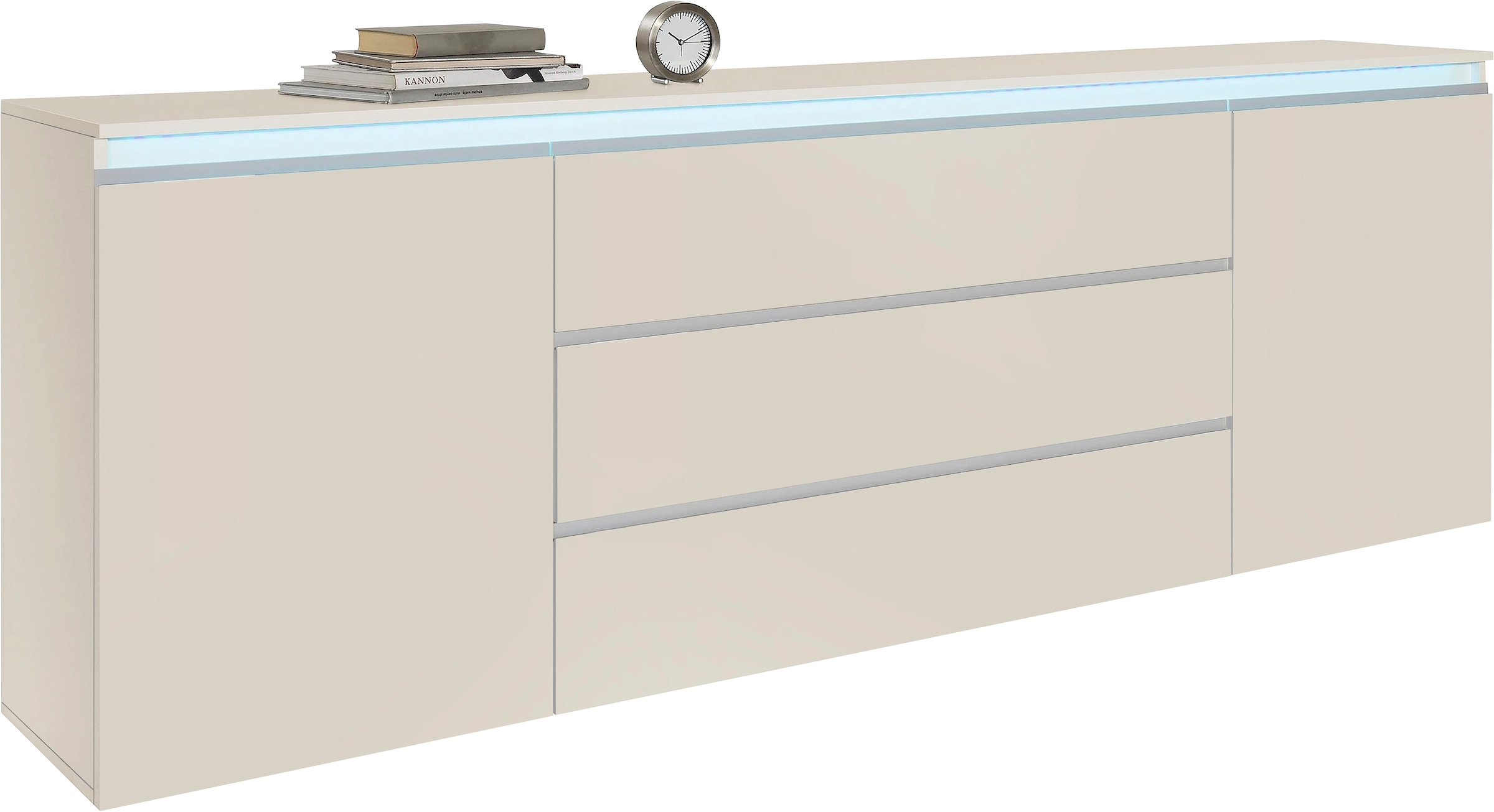 Home affaire Buffet »Magic, Kommode, Schrank, Stauraumschrank« Hochwertiger Aluminiumgriff, 2 Türen, 3 Schubkästen,B/T/H 240×40×81 cm
