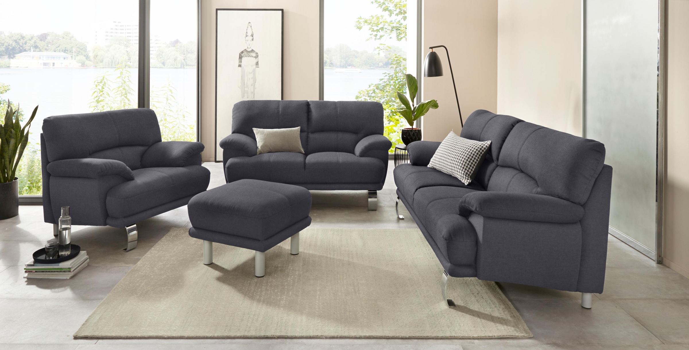 TRENDMANUFAKTUR Hocker »Cecilia II, modern und elegant, B/T 66/66cm«