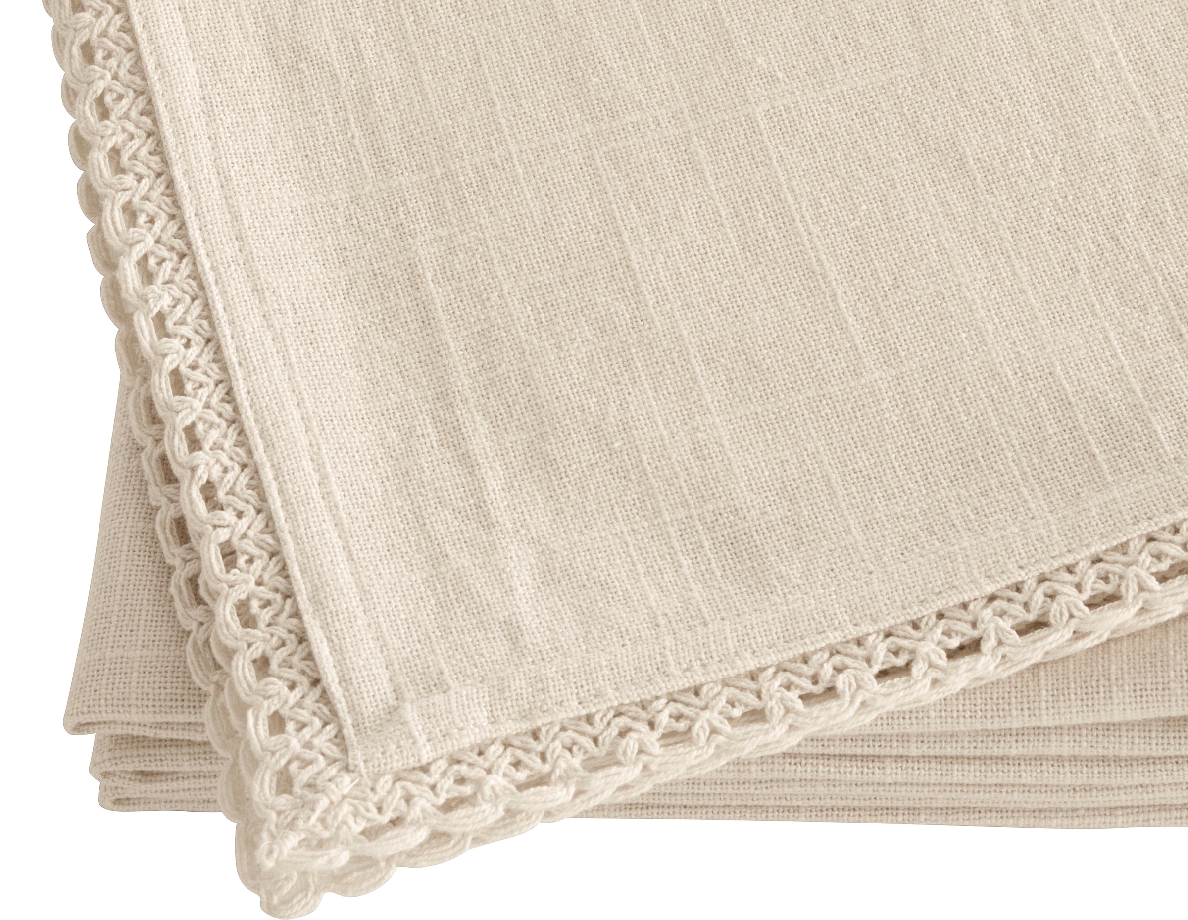 GOODproduct Stoffserviette »Elyna« uni, mit schöner Spitze, weiche Haptik, 45x45 cm, Leinenoptik