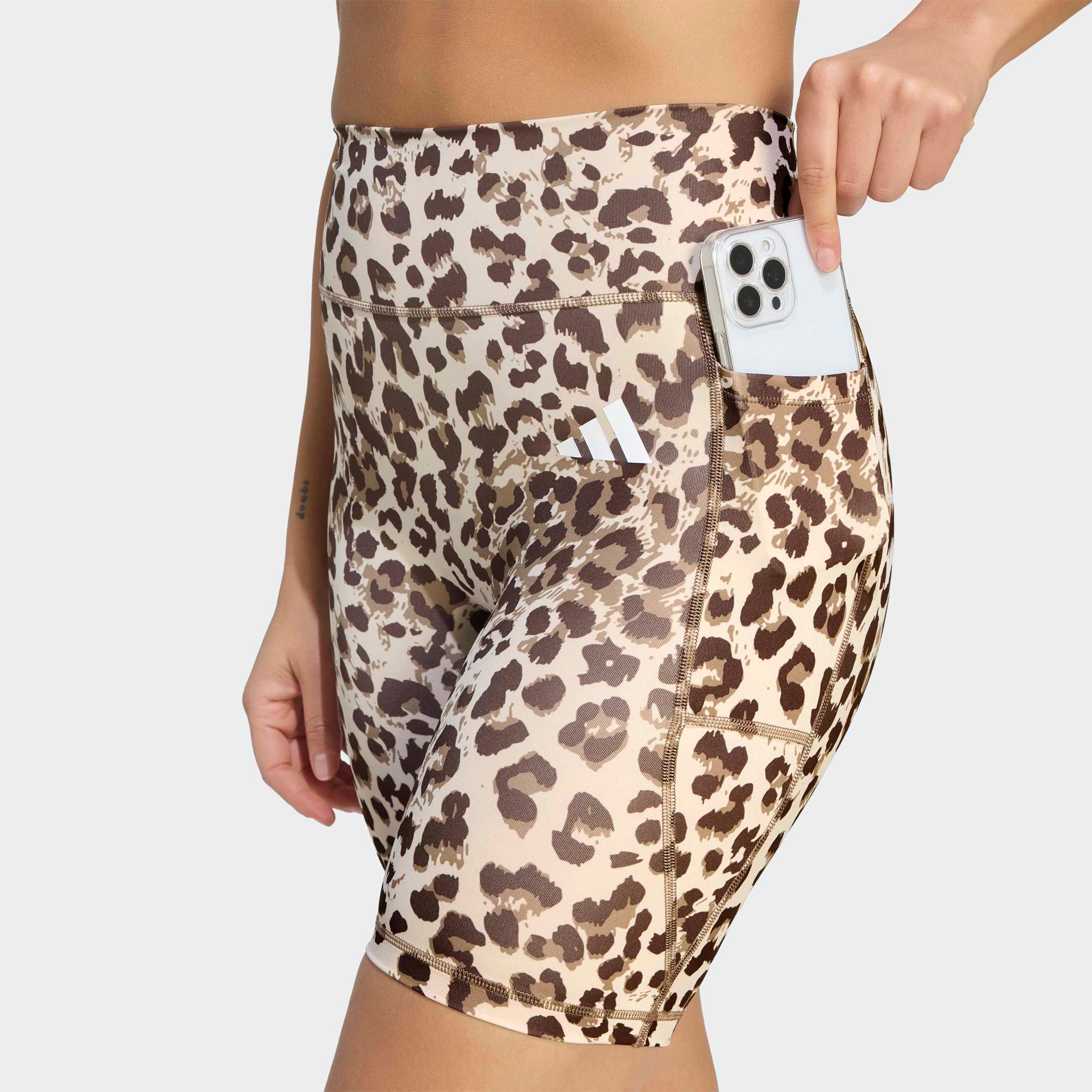 adidas Performance Short »OPTIME ESSENTIALS WORKOUT LEGGINGS, KURZ, LEOPARDENPRINT«