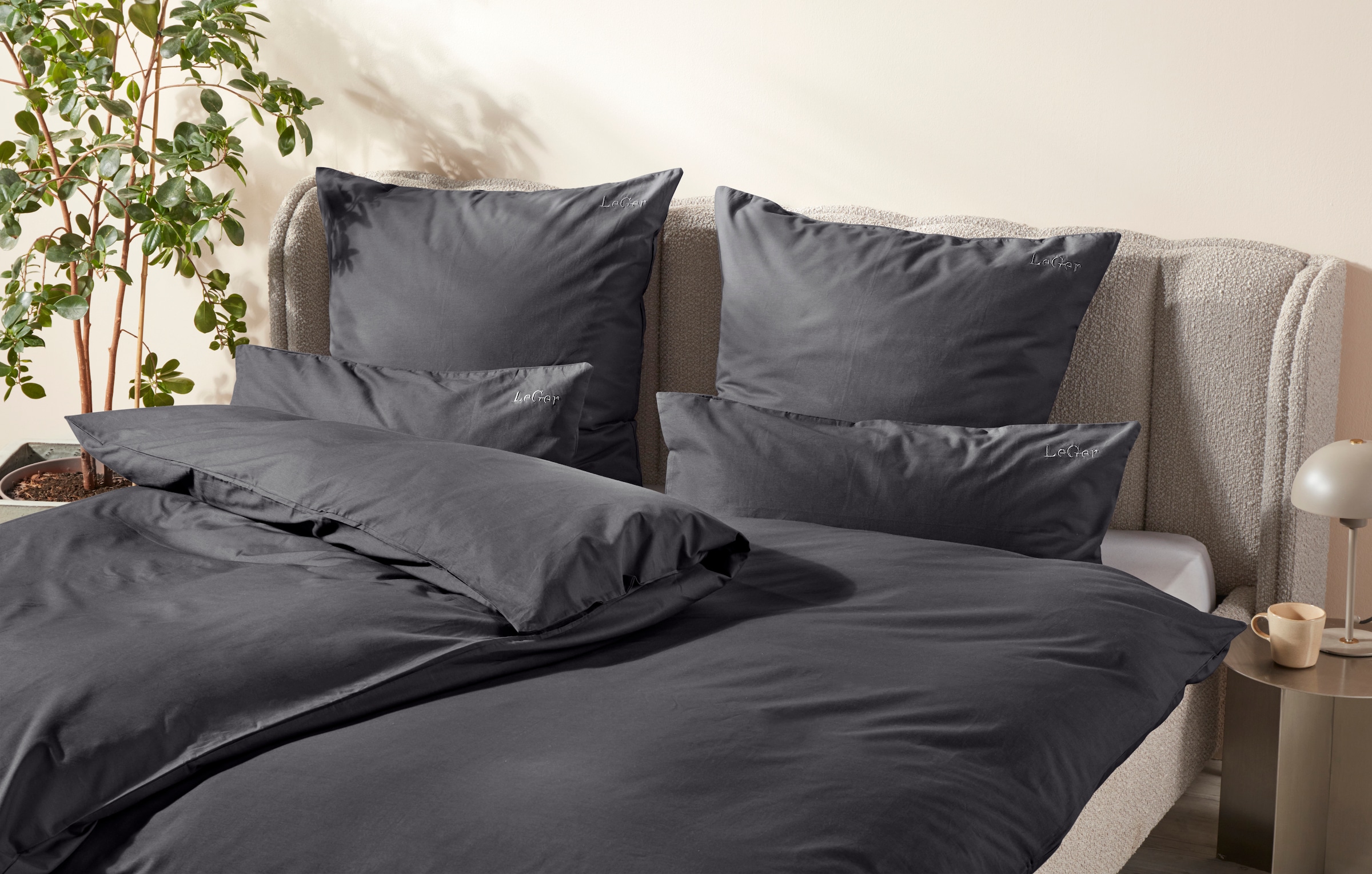 LeGer Home by Lena Gercke Linge de lit »Anisa in Gr. 135x200, 155x220 cm oder 200x200« 2 cuis Bettwäsche aus Baumwolle, unifarbene Bettwäsche mit Reissverschluss