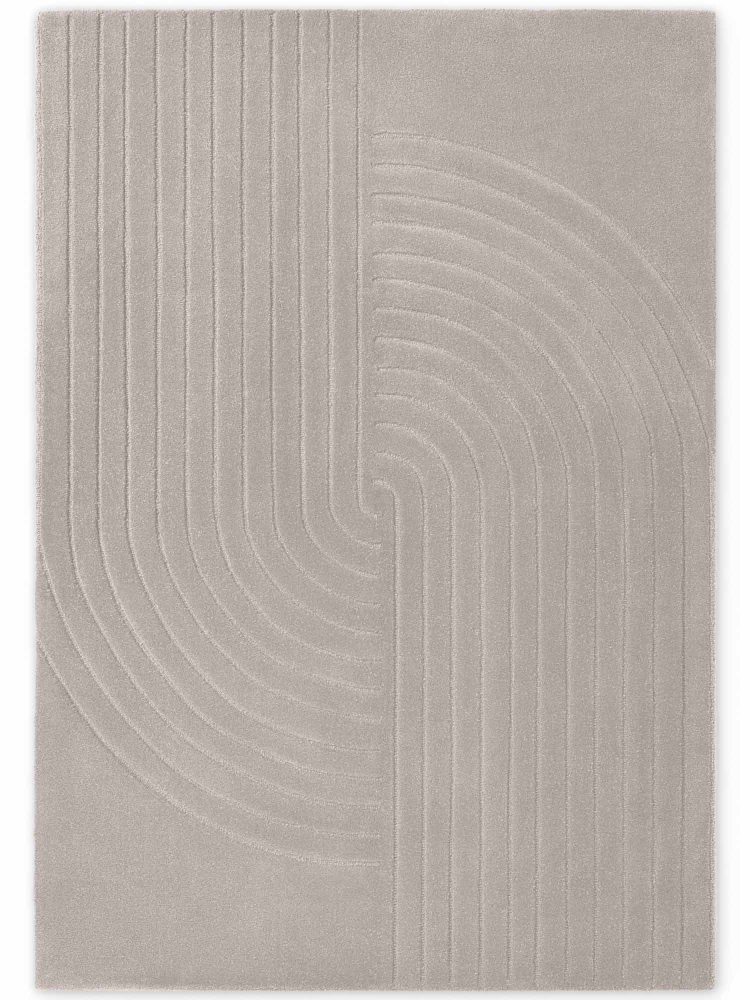 vikosa Tapis en laine »Arcura« Rectangulaire 15 mm Höhe Wolle Handgemacht, Hoch-Tief-Effekt, Geometrisches Linien Wellendesign