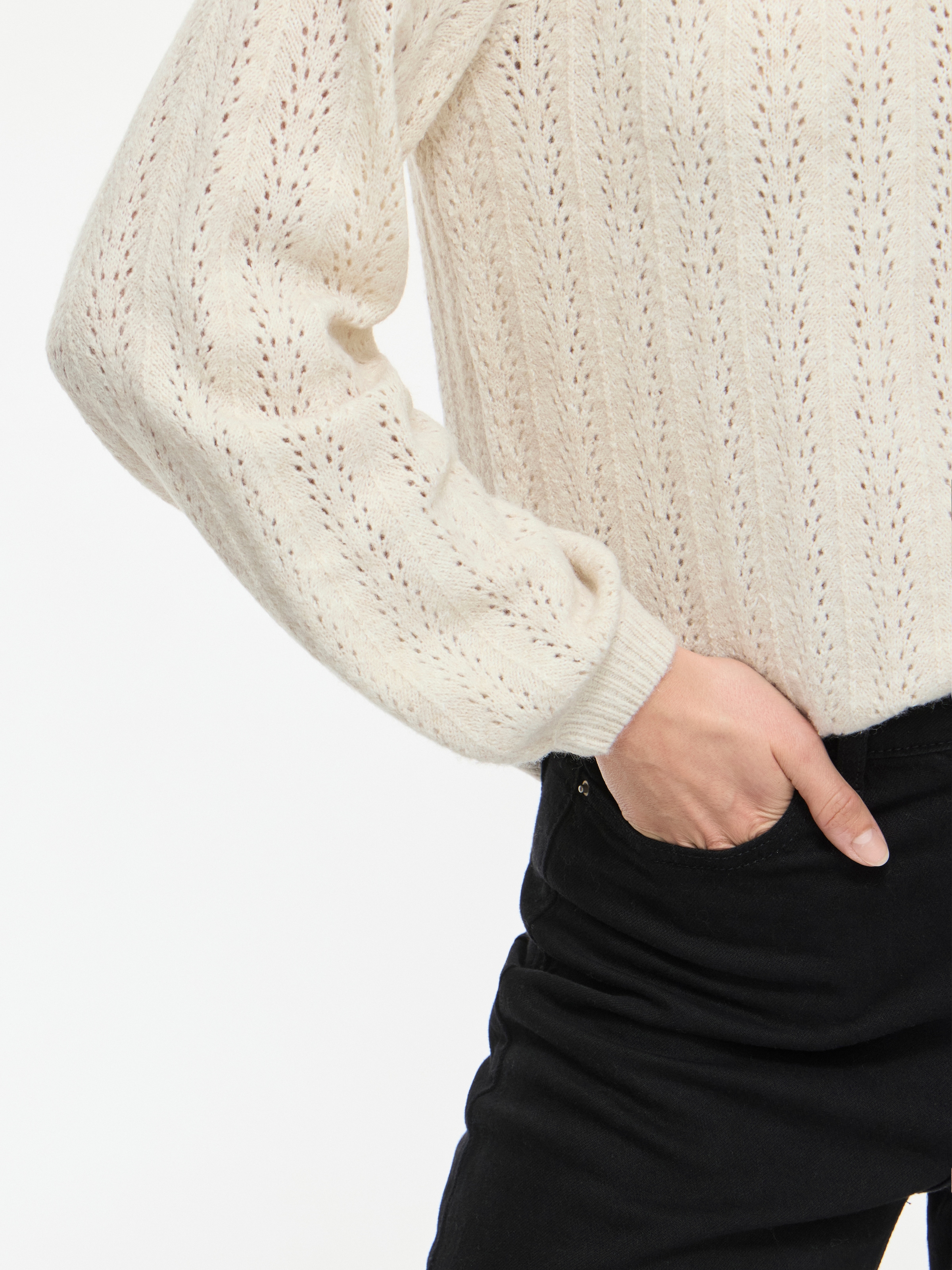 Vila Pull en tricot »VILIGA POINTELLE L/S O-NECK TOP -NOOS« mélange de matériaux