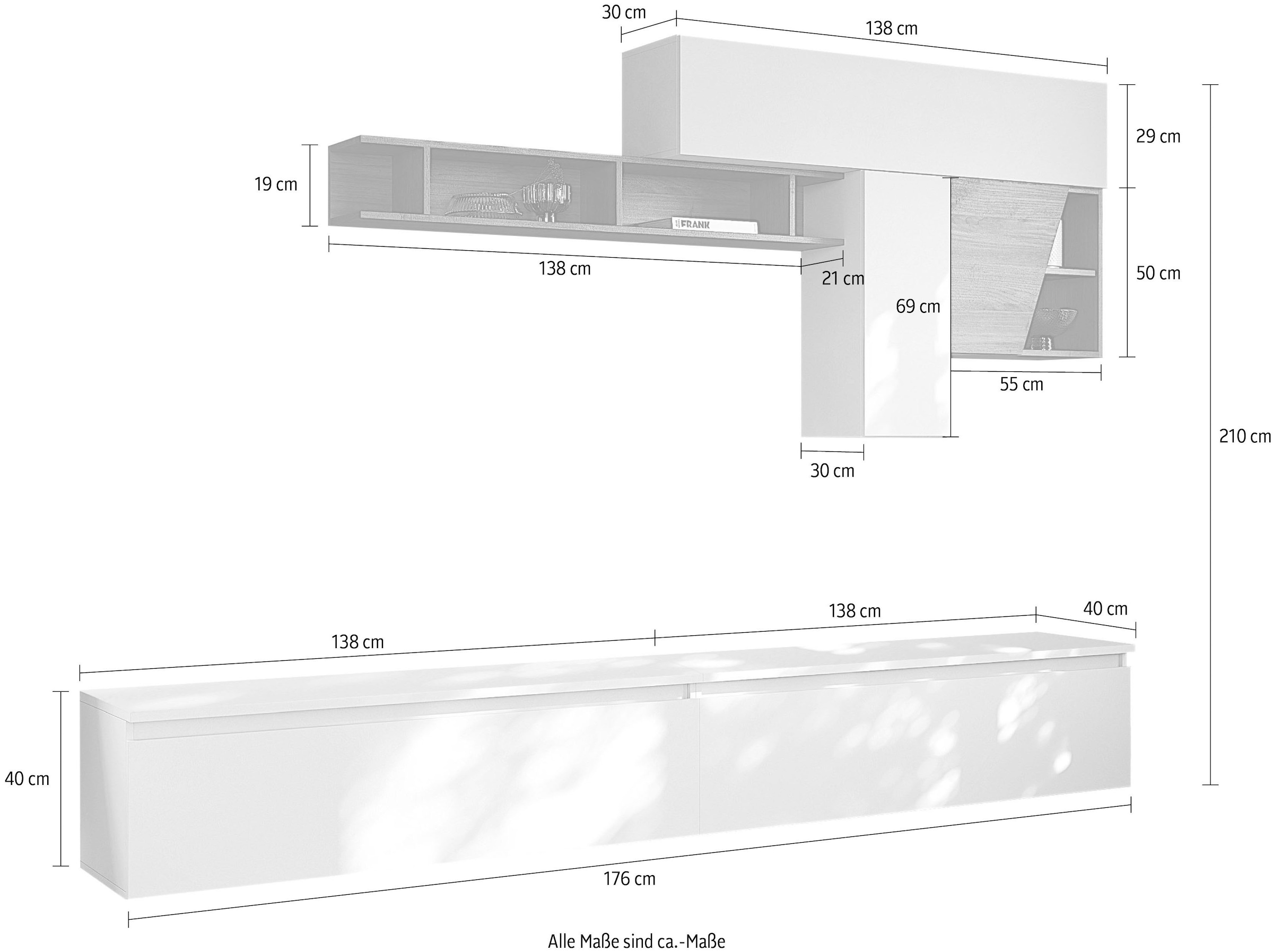 Home affaire Meuble mural »Infinity, 6tlg. Breite 276 cm, moderne Mediawand« 6 cuis tlg.