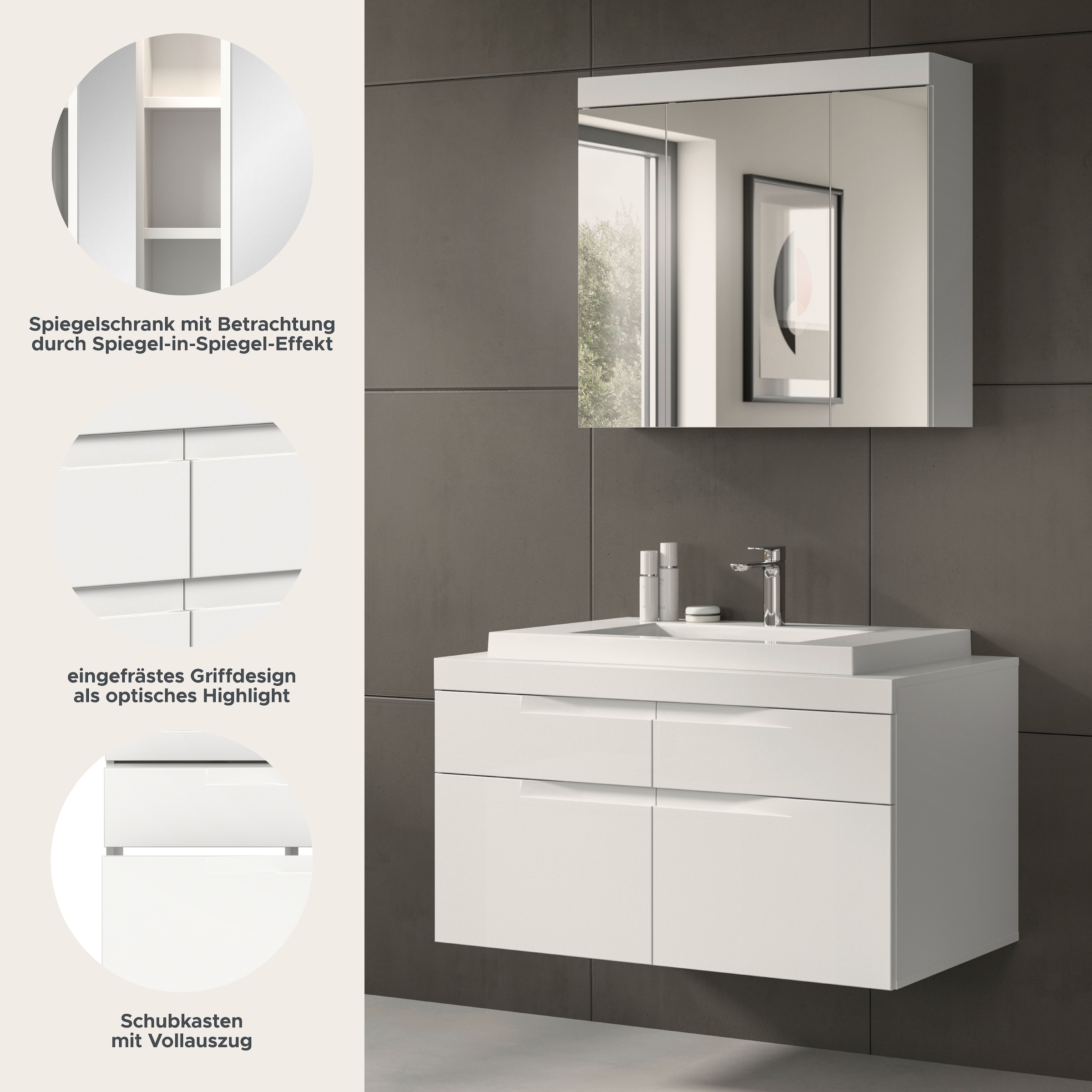 GOODproduct Badmöbel-Set »MAOI, 2-teilige Badkombination, hochwertige MDF Front«