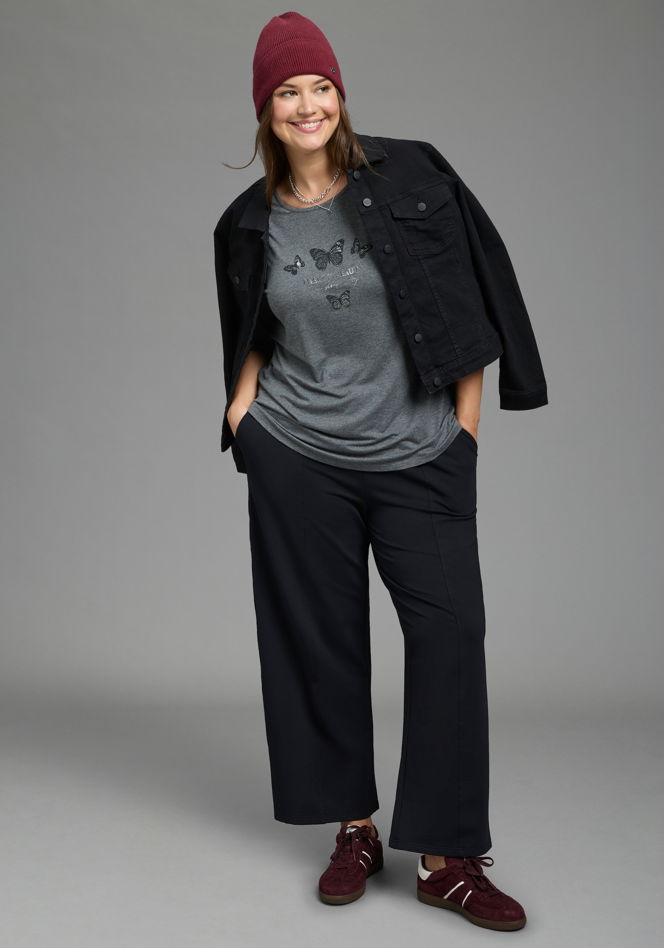 Laura Scott CURVE 3/4-Arm-Shirt »Grosse Grössen« figurumschmeichelnd, hüftbedeckend, mit Rundhalsausschnitt