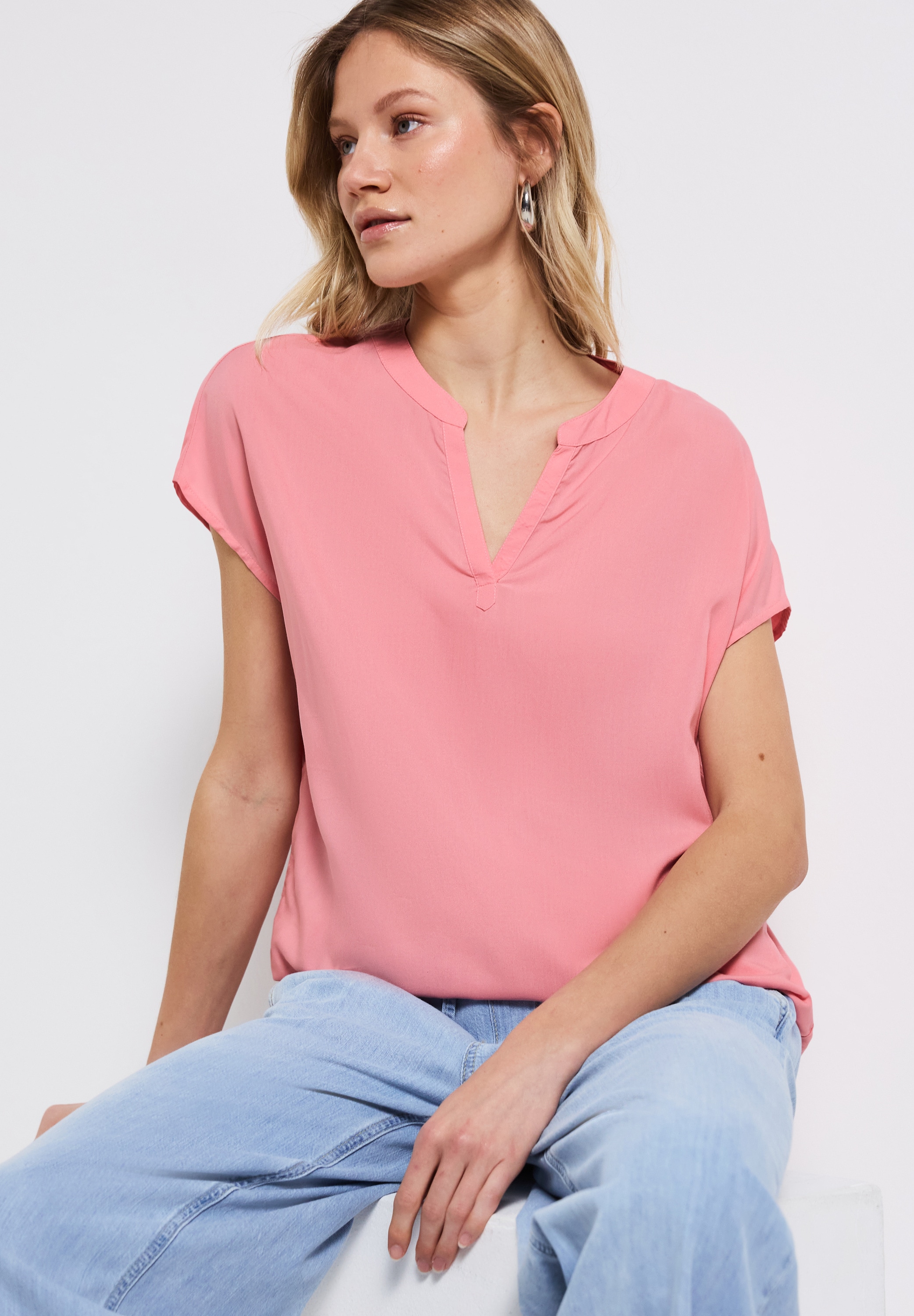 STREET ONE Blouse à manches courtes Split Neck