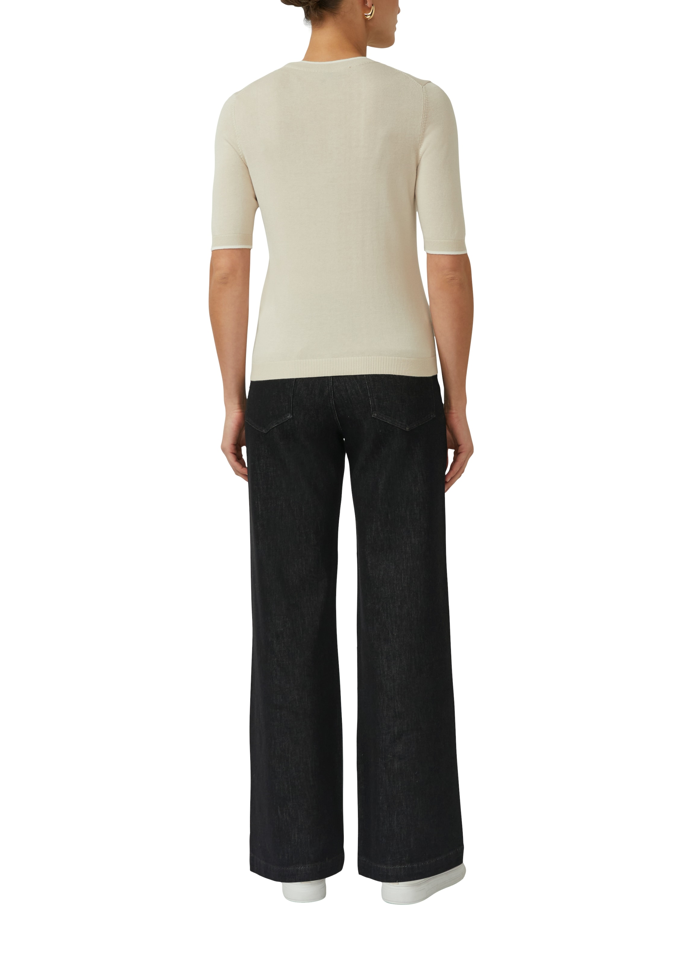 s.Oliver BLACK LABEL Rundhalspullover mit Rippbündchen