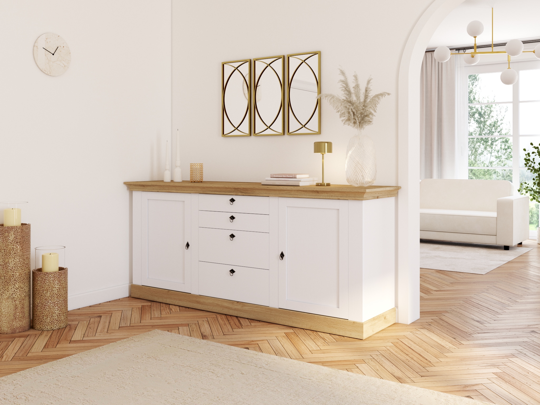 LeGer Home by Lena Gercke Wanduhr »Marmor beige« rund, Ø 30 cm