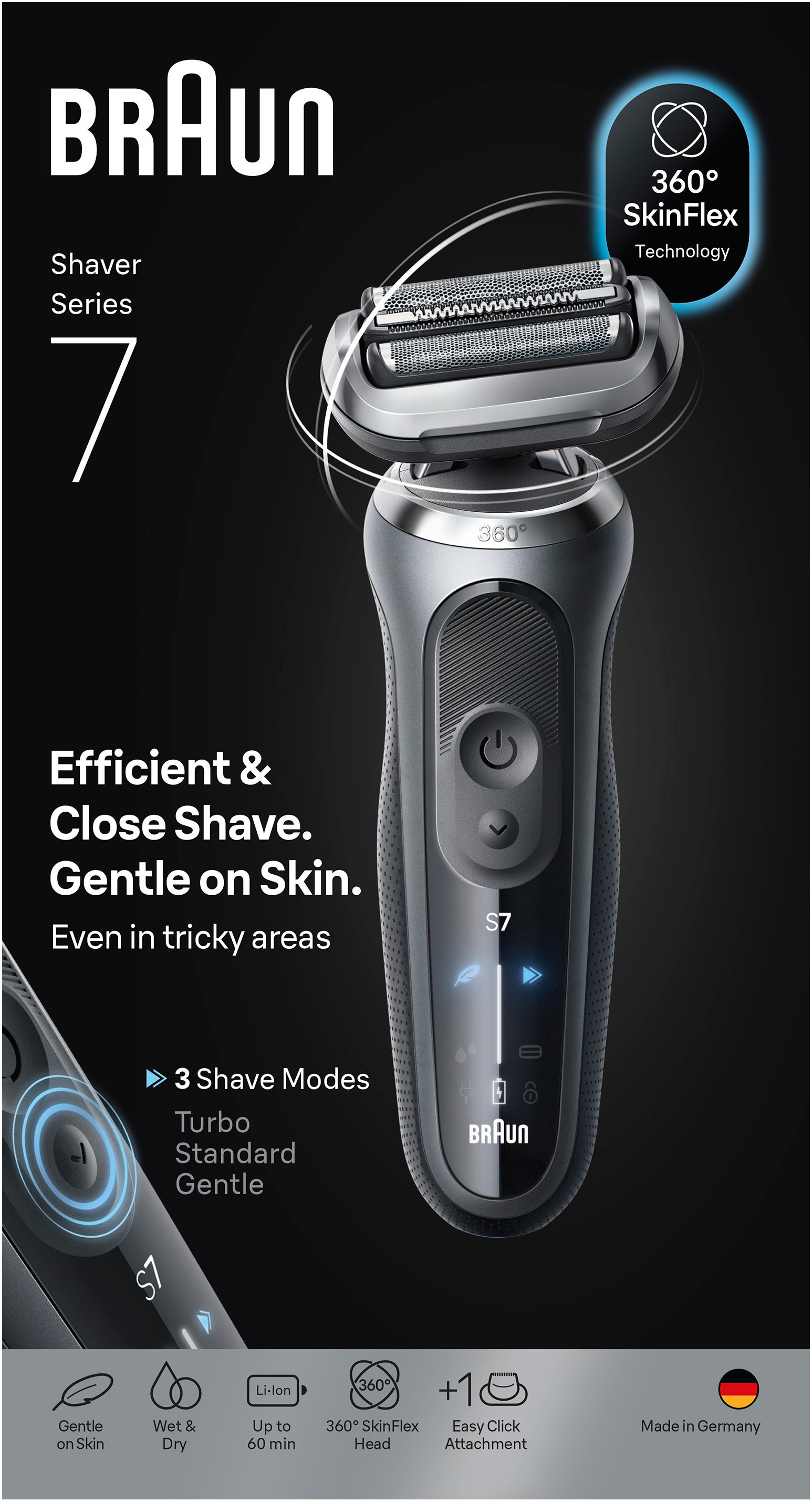 Braun Rasoirs électriques »Series 7 72-G1200s« 1 cuis Aufsätze Jusqu’à 60 min, embout tondeuse de précision, 100% étanche
