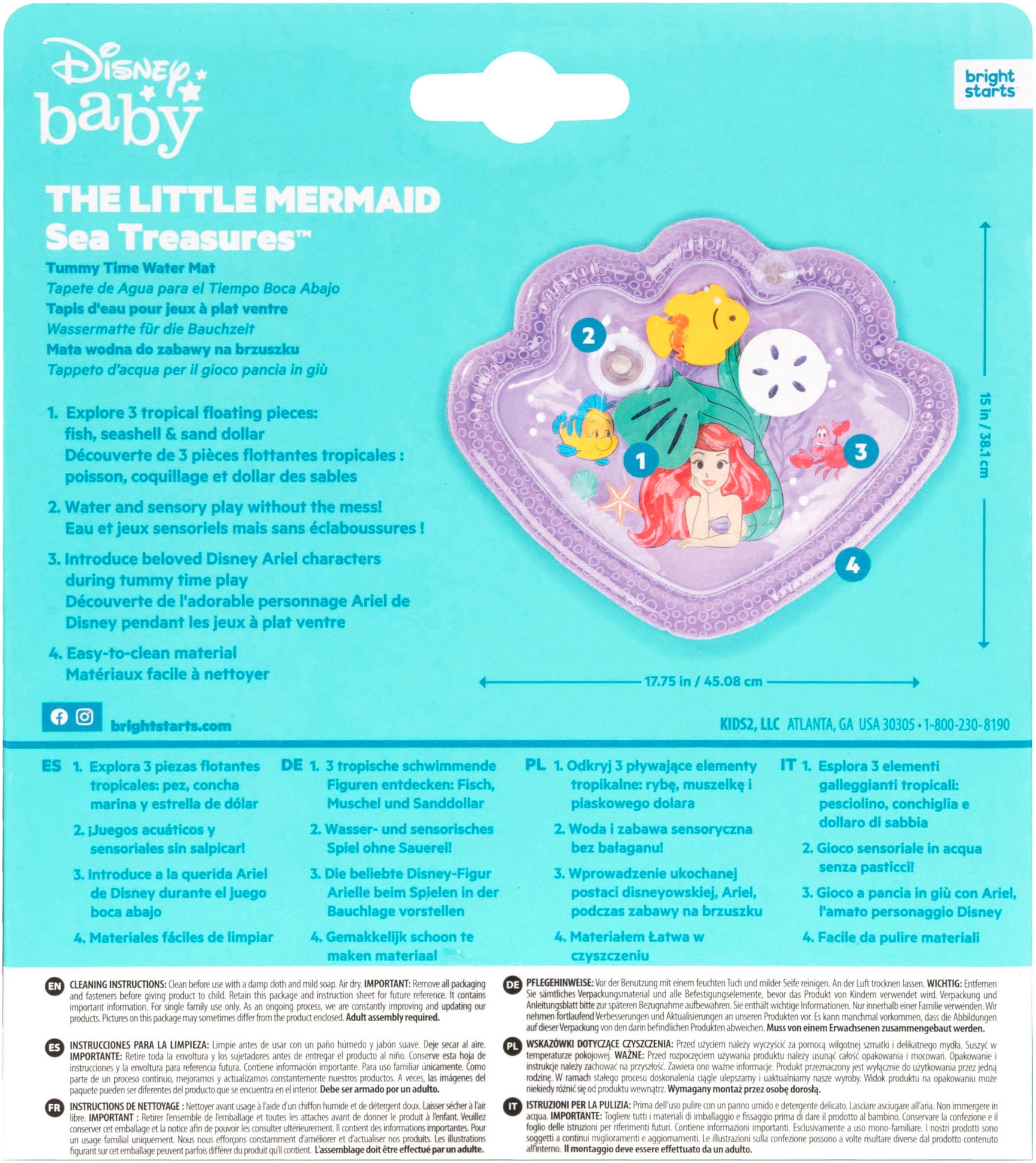 Bright Starts Spielmatte »The little Mermaid Sea TreasuresTummy Time Water Mat«