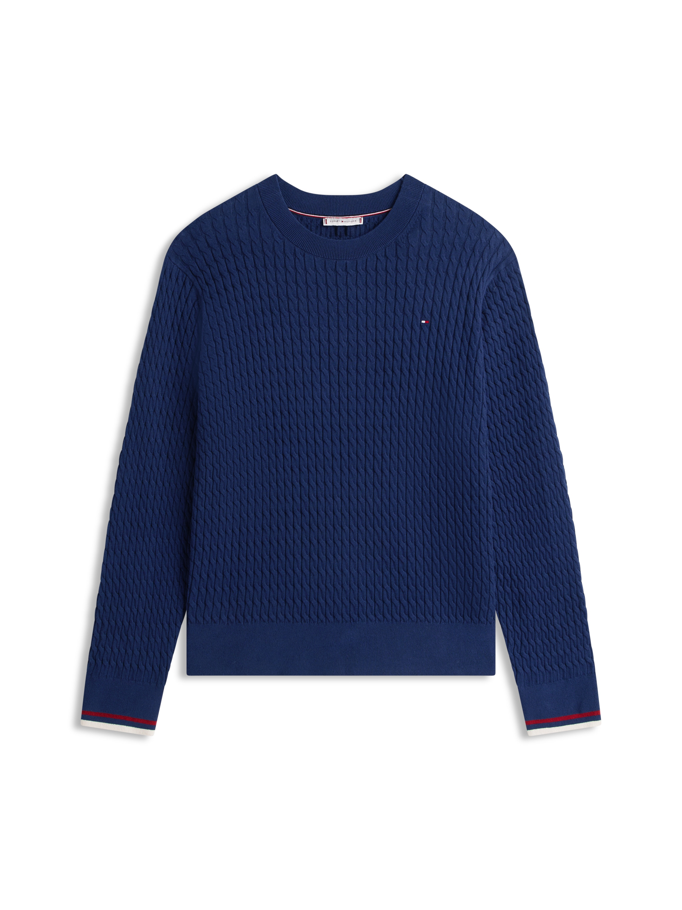 Tommy Hilfiger Curve Strickpullover »CRV CO CABLE FINE GG C-NK LS SWT« in grossen Grössen, mit Zopfmuster