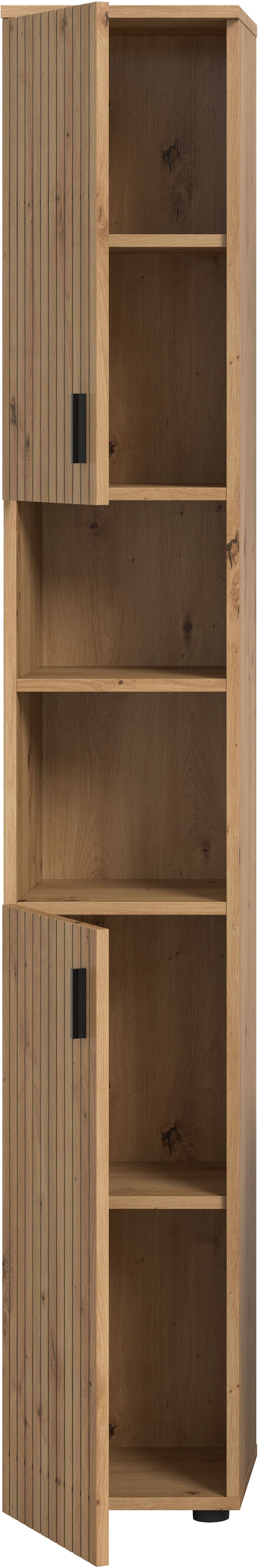 welltime Armoire haute »MANI, Höhe: 192 cm, Paneeloptik, 2 offene Fächer, 2 Türen« 1 cuis tlg. Hochschrank, Bad-Schrank, Badezimmerschrank, Bad, Badezimmer