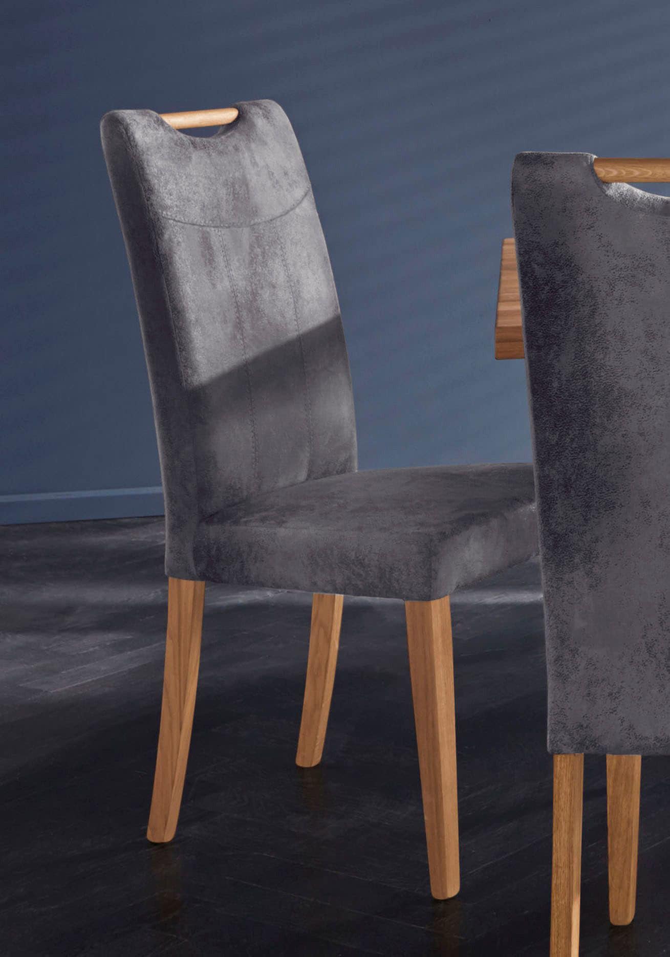 Home affaire Esszimmerstuhl »Roberta Polsterstuhl, Gestell Eiche massiv« (Set) 2 Stk.Bezug aus strapazierfähiger Microfaser