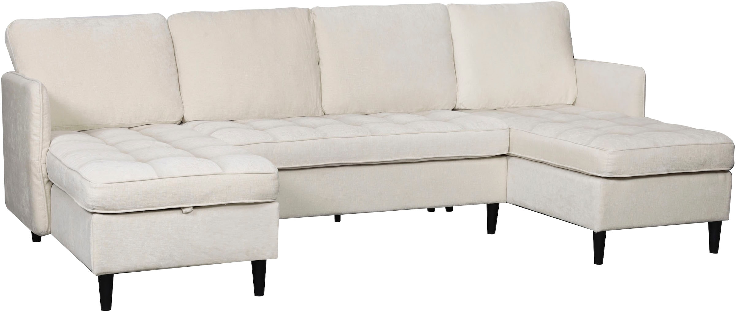 Dorel Home Paysage de salon »LINDHUS, U-Form, Breite 250 cm, verschiedene Stellvarianten, Modulsofa« Recamiere, Stauraum, Cord und Chenille-Bezug