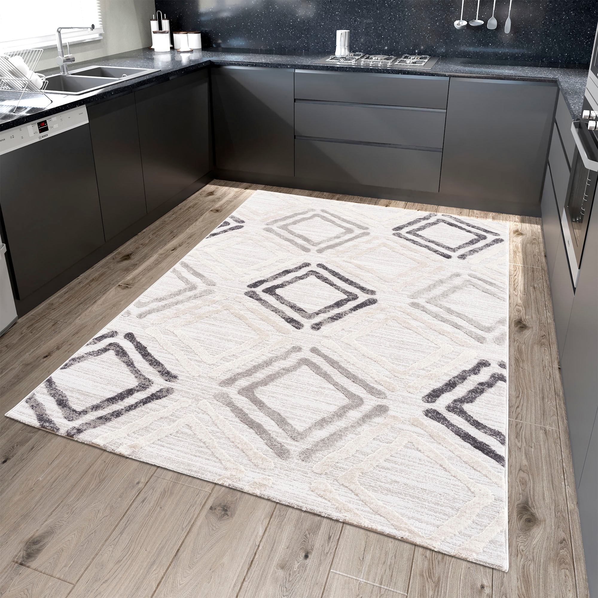 Sanat Teppich »Evra 7005« rechteckig 22 mm Höhe Wohnzimmer, Kurzflor, modern, Läufer