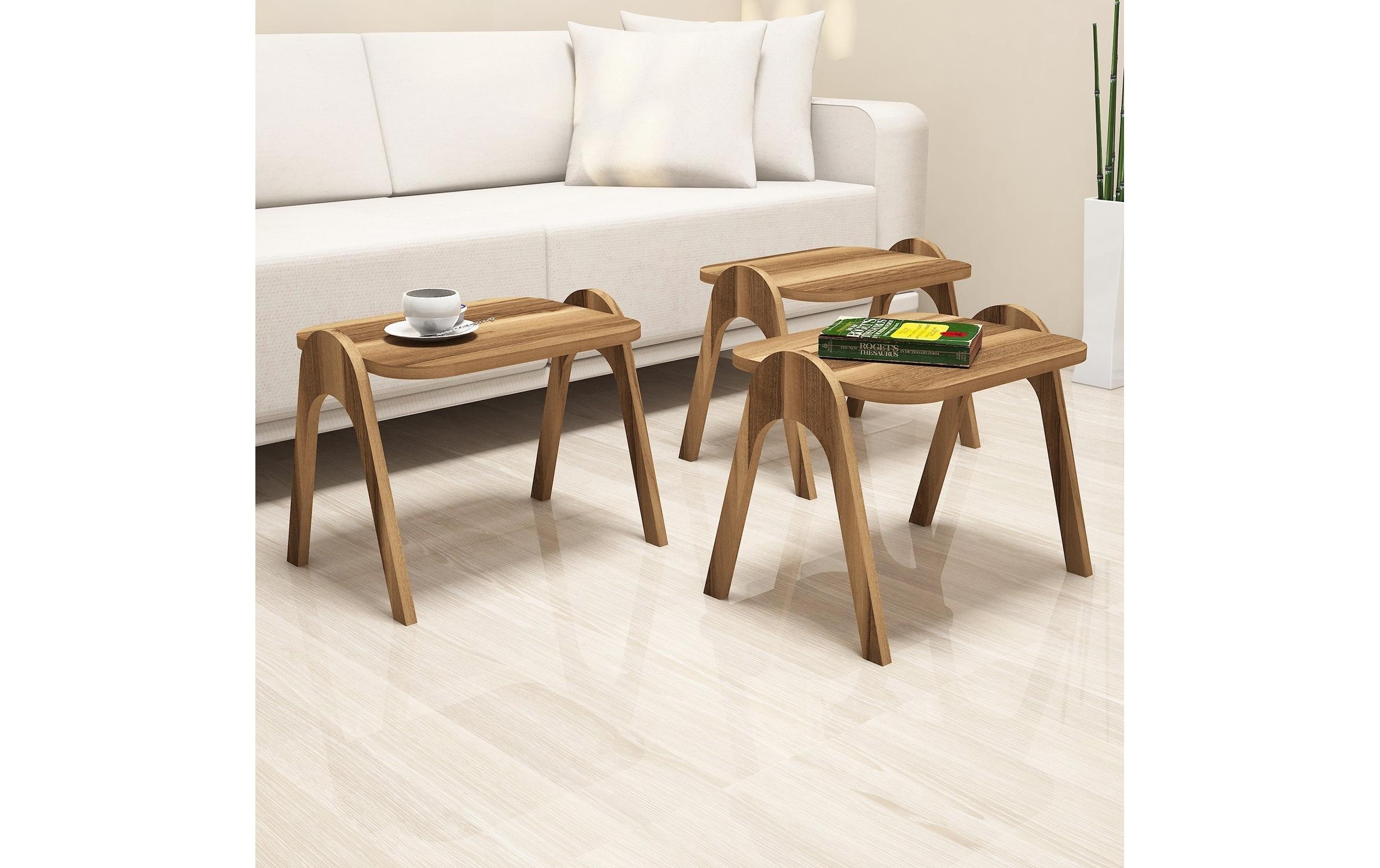 WOODY FASHION Table d'appoint »Paris 3 Stück, Walnuss«