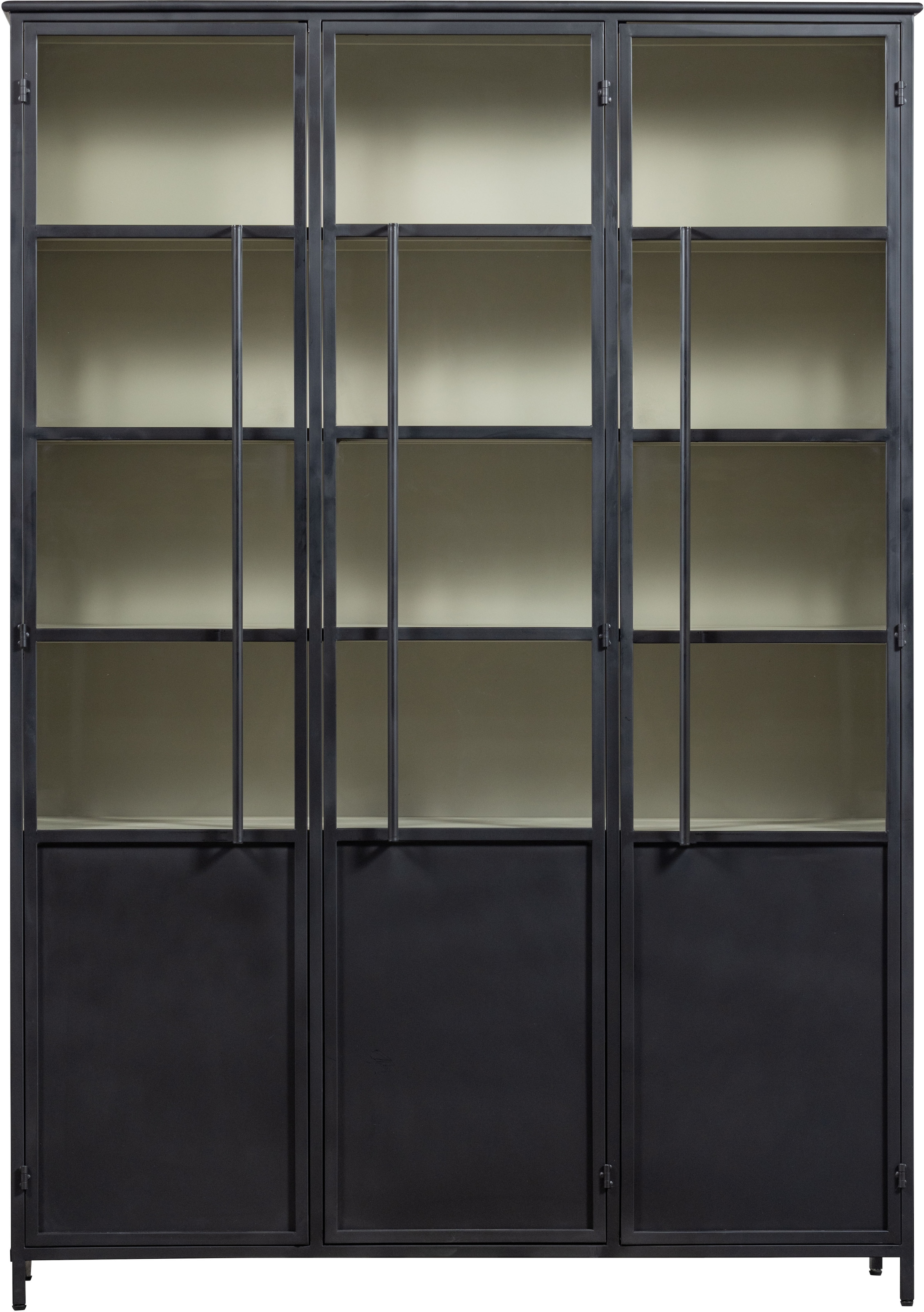 WOOOD Vitrine »Exhibit Metall pulverbeschichtet mit Glastüren H 200 x B 140 x D 42 cm« Tragkraft 20 kg pro Boden, einfach zu montierbar, pfleigleicht