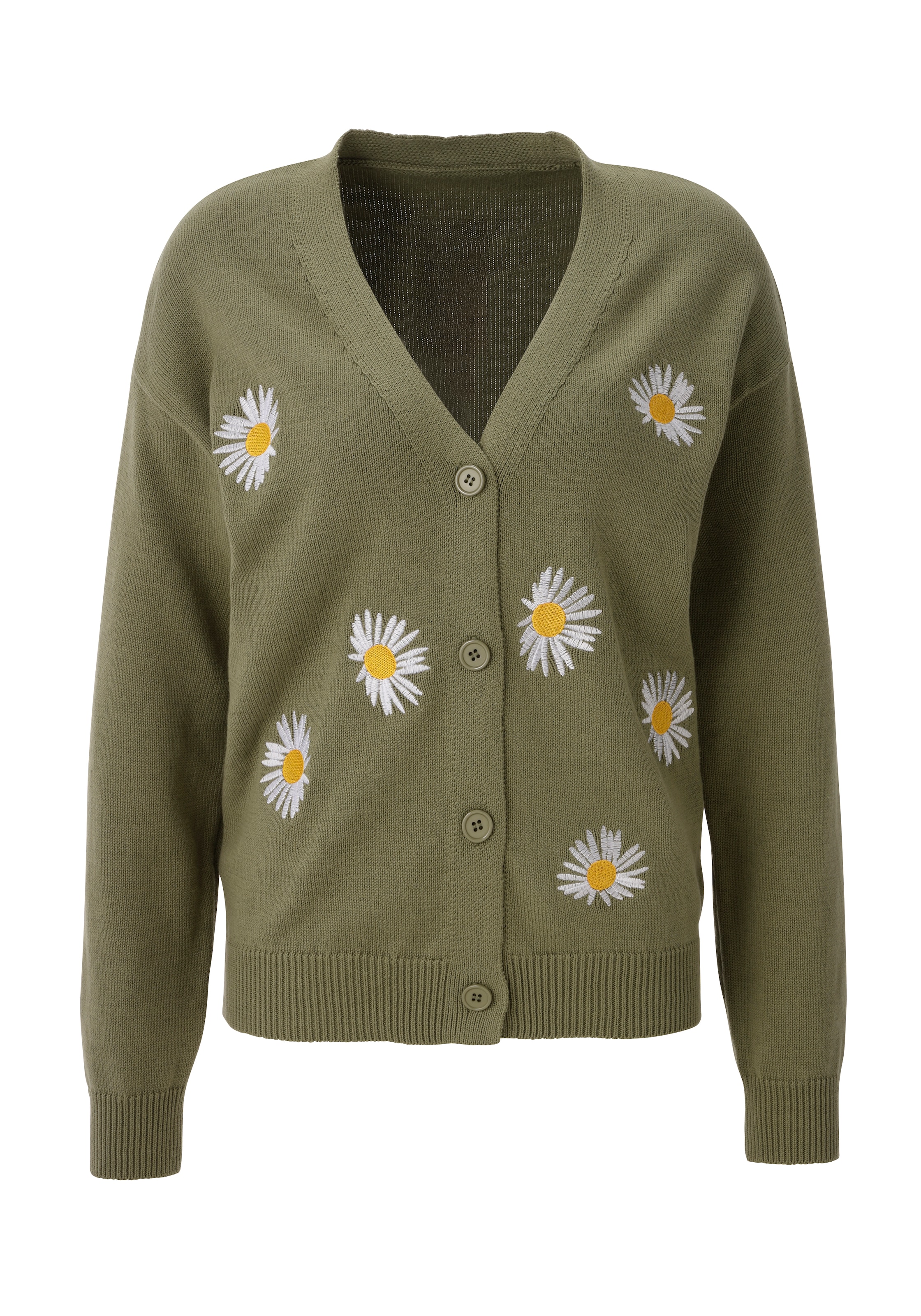 Aniston CASUAL Veste en tricot orné de marguerites brodées