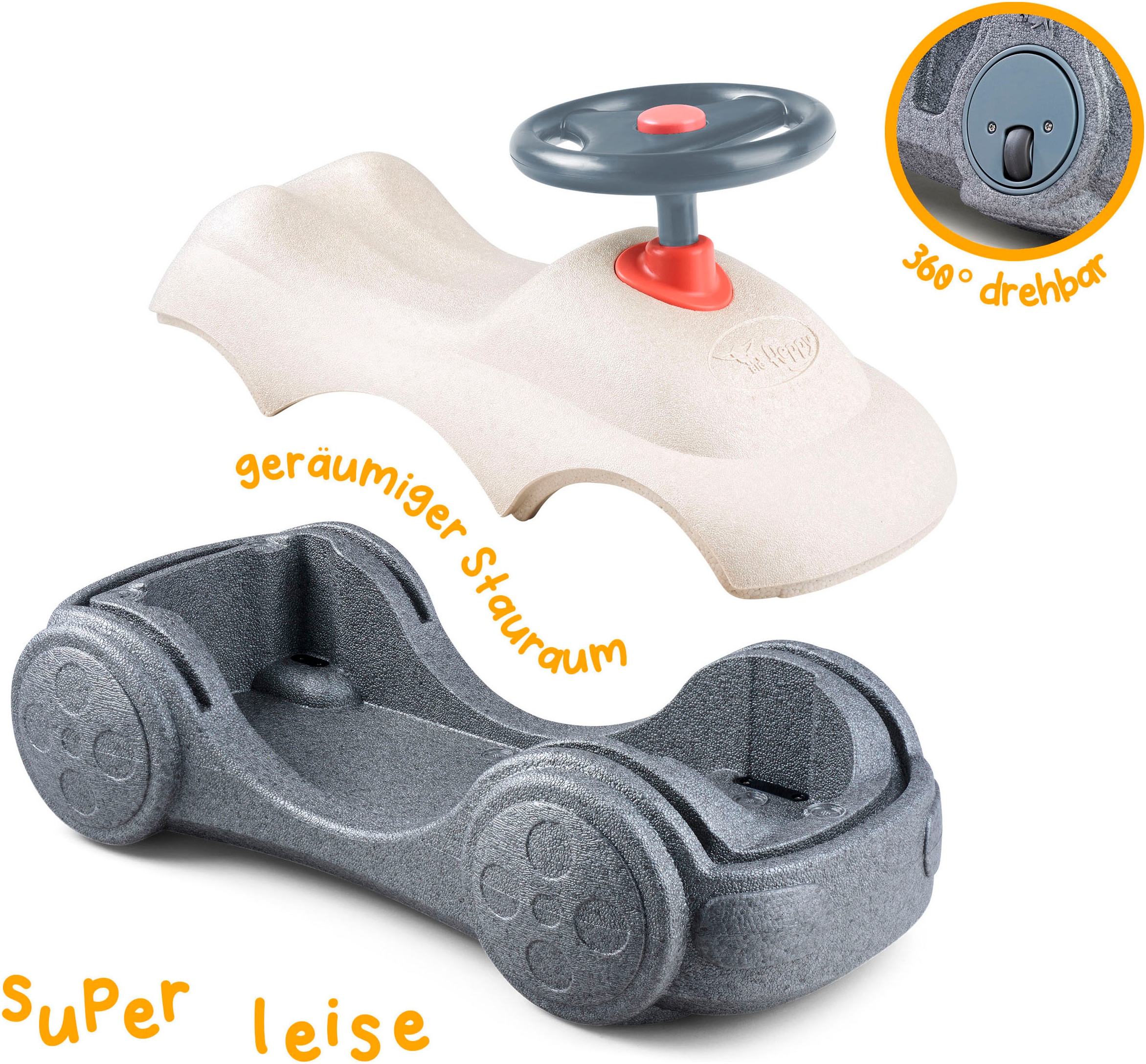 BIG Voiture à bascule »BIG Heppy Car« Kübelrutscher, Babyrutscher, Babyrollbrett, Caster-Board