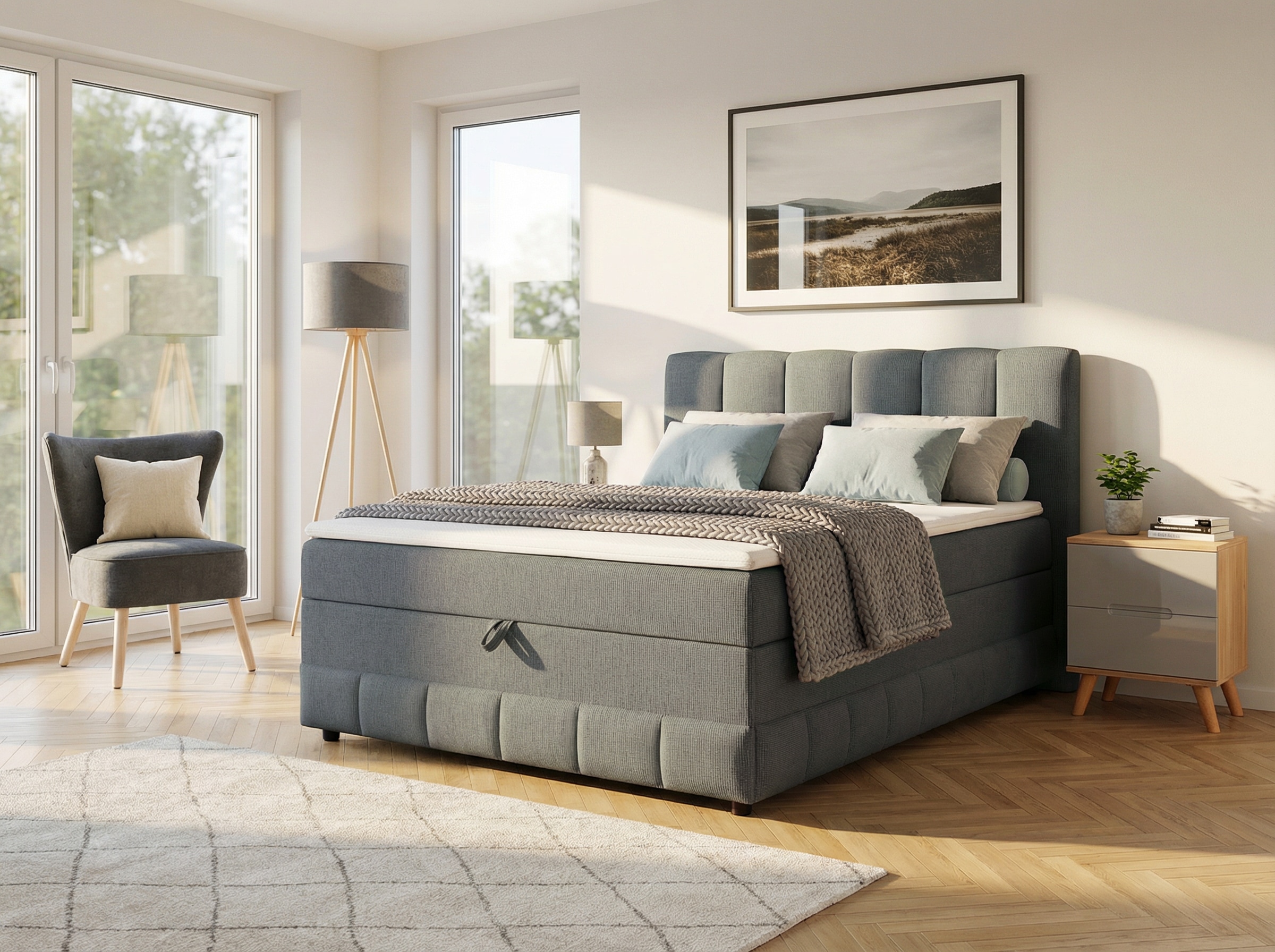 GOODproduct Lit de boxe »Likely inkl. Bettkasten, Liegefläche 180x200 cm, in Boxspring-Optik« inkl. Topper & Aufbauvideo, erhältlich in verschiedenen Farben