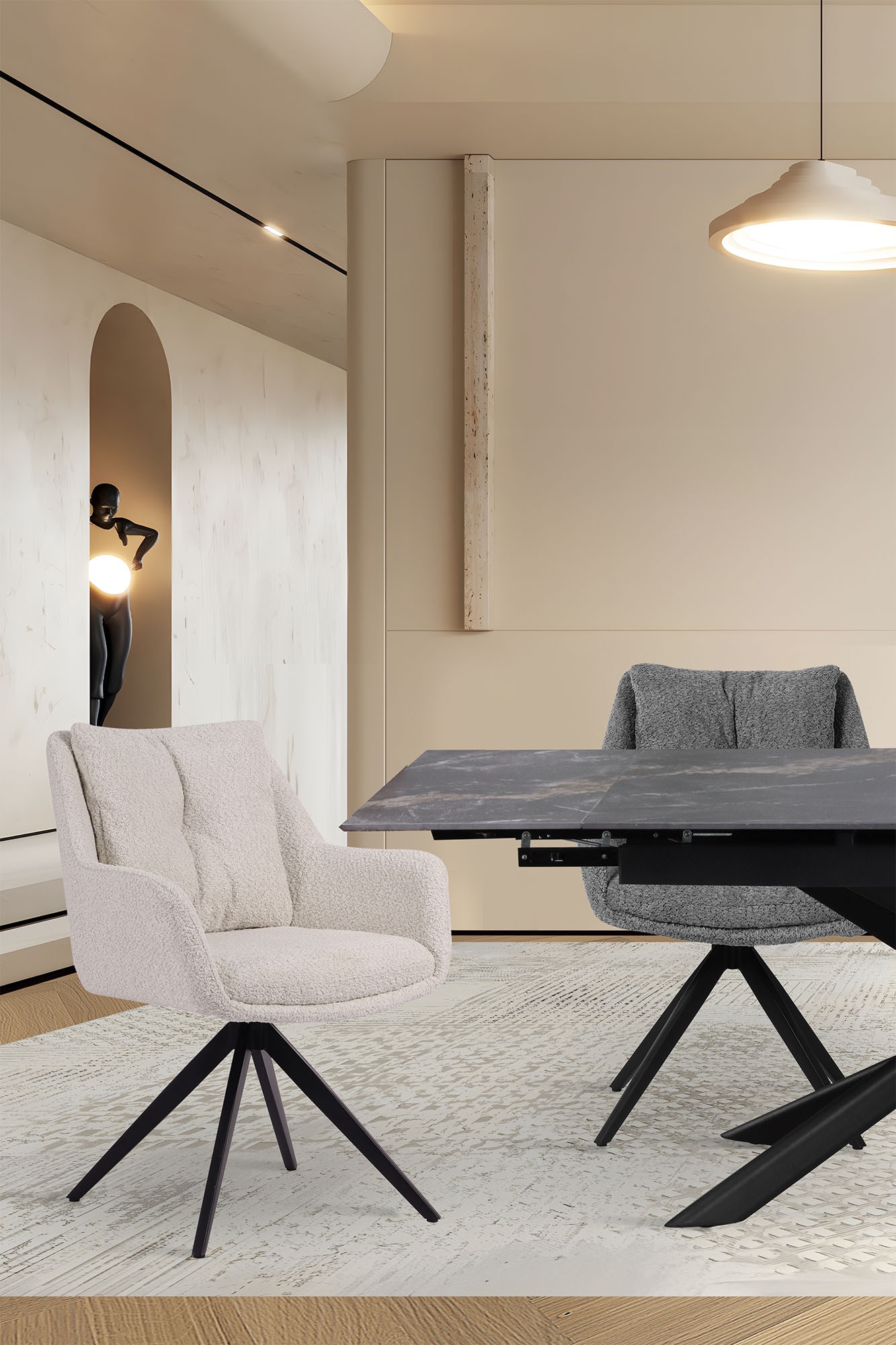 SIT Armlehnstuhl »Bordeaux Bouclé Stoff mit 360° Drehfunktion & Metallgestel« () Flexible Drehfunktion & Öko-Tex Bouclé-Bezug für Komfort