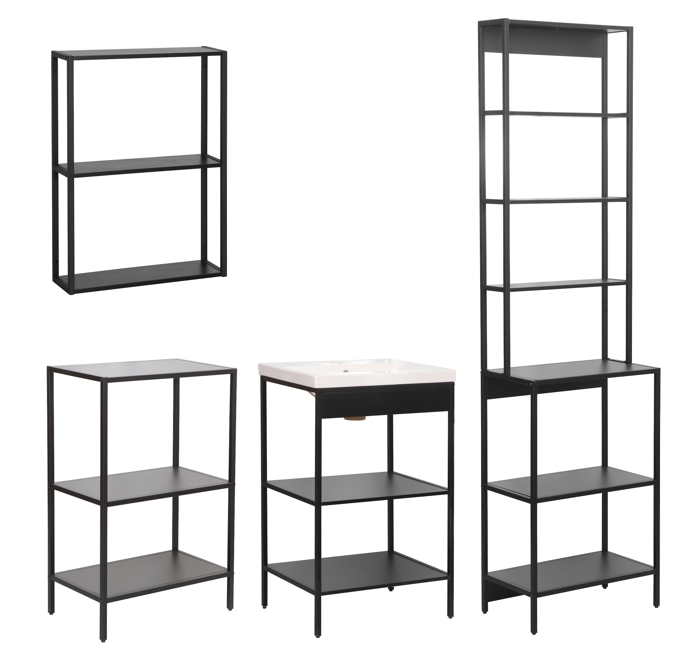 welltime Étagère de salle de bain »Lodi« 1 cuis tlg. Hochregal mit Metallrahmen, 6 Böden - (B/T/H) 51/30/190 cm