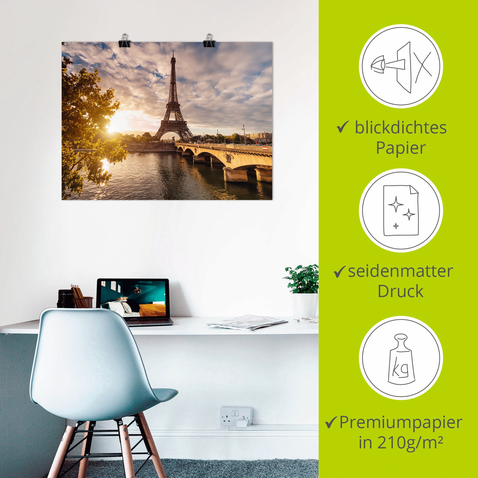 Artland Wandbild »Paris Eiffelturm II« Gebäude 1 Stk. tlg. als Leinwandbild, Poster in verschied. Grössen