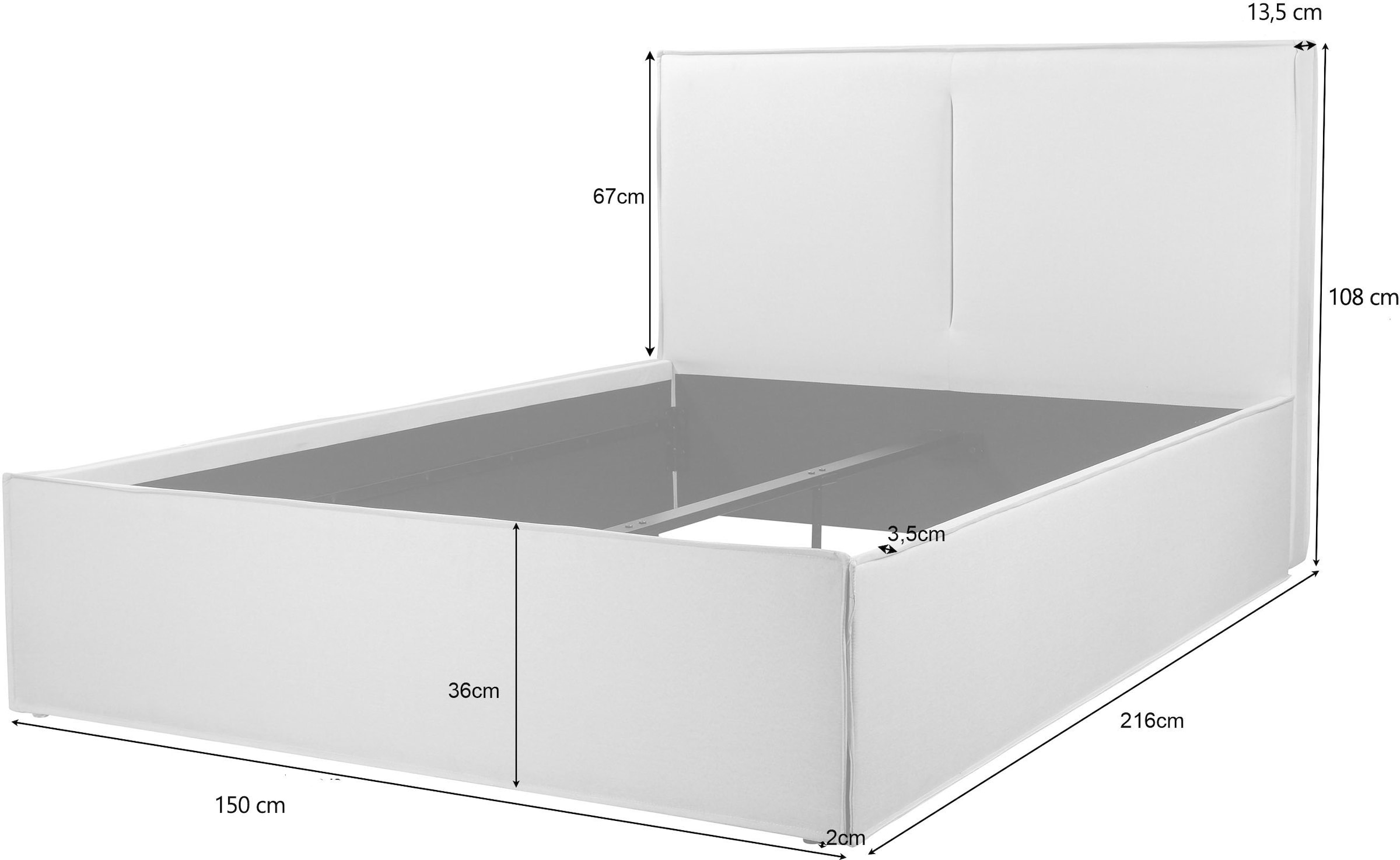 GOODproduct Lit rembourré »Hamar Cosy, 300 KG belastbar! Leinenoptik, gepolstertes Kopfteil« Liegefläche 140x200, ca. 110cm hohes Kopfteil, ca. 40cm Liegehöhe,  stilvoll, optional mit 4 Schubladen, FSC®-zertifiziert