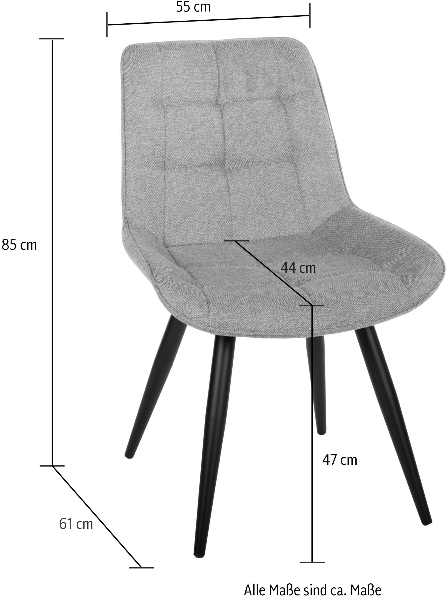 Duo Collection Chaise de salle à manger »Iris Esszimmerstuhl, 4er-Set« (Ensemble) 4 cuisrevêtement en tissu robuste, rembourrage matelassé, supporte jusqu'à 110 kg