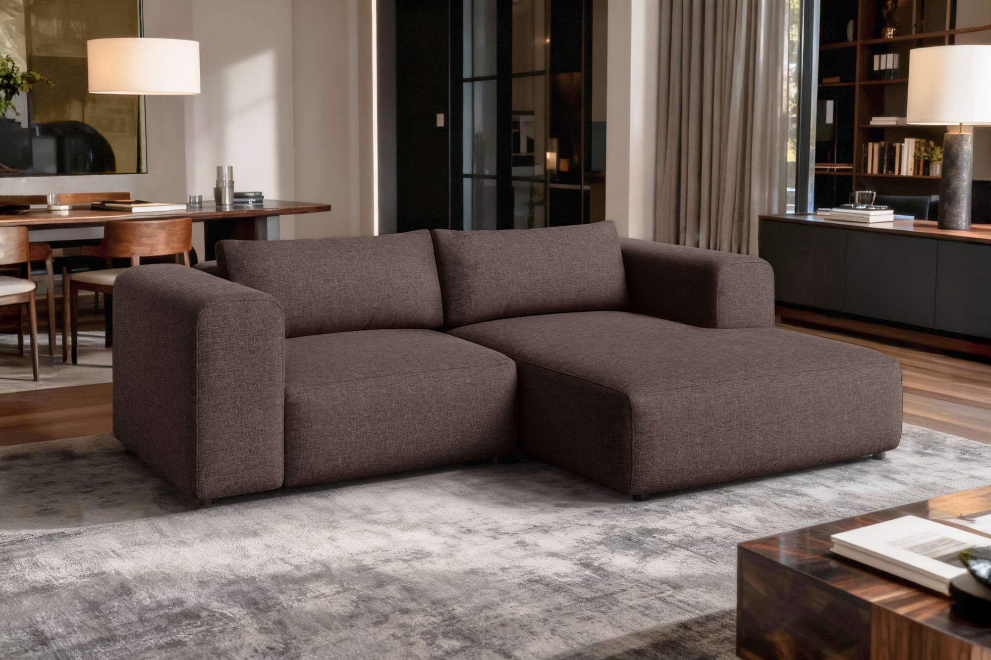 GOODproduct Canapé d'angle »TIARRA Design-Sofa mit Ottomane recht/links bestellbar, Breite 241 cm« L-Form mit hochelastischer Schaum und Wellenunterfederung
