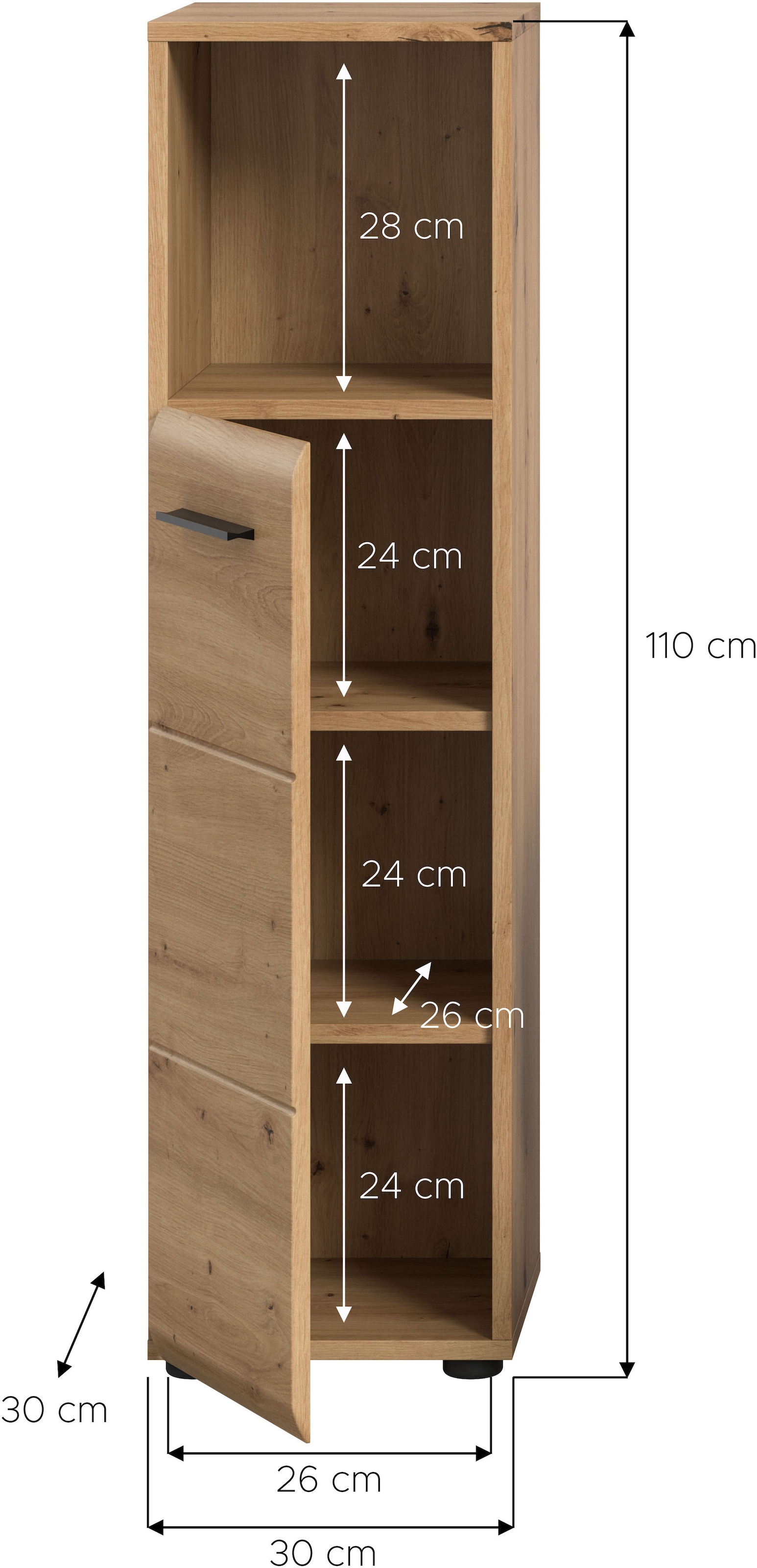 INOSIGN Armoire de rangement »FLORENZ, TOPSELLER!, Höhe 110 cm, 1 Tür, 2 Fachböden, 1 offenes Fach« TOPSELLER!, 1 cuis tlg. Türanschlag wechselbar, hochwertige MDF Front, Badschrank, Bad