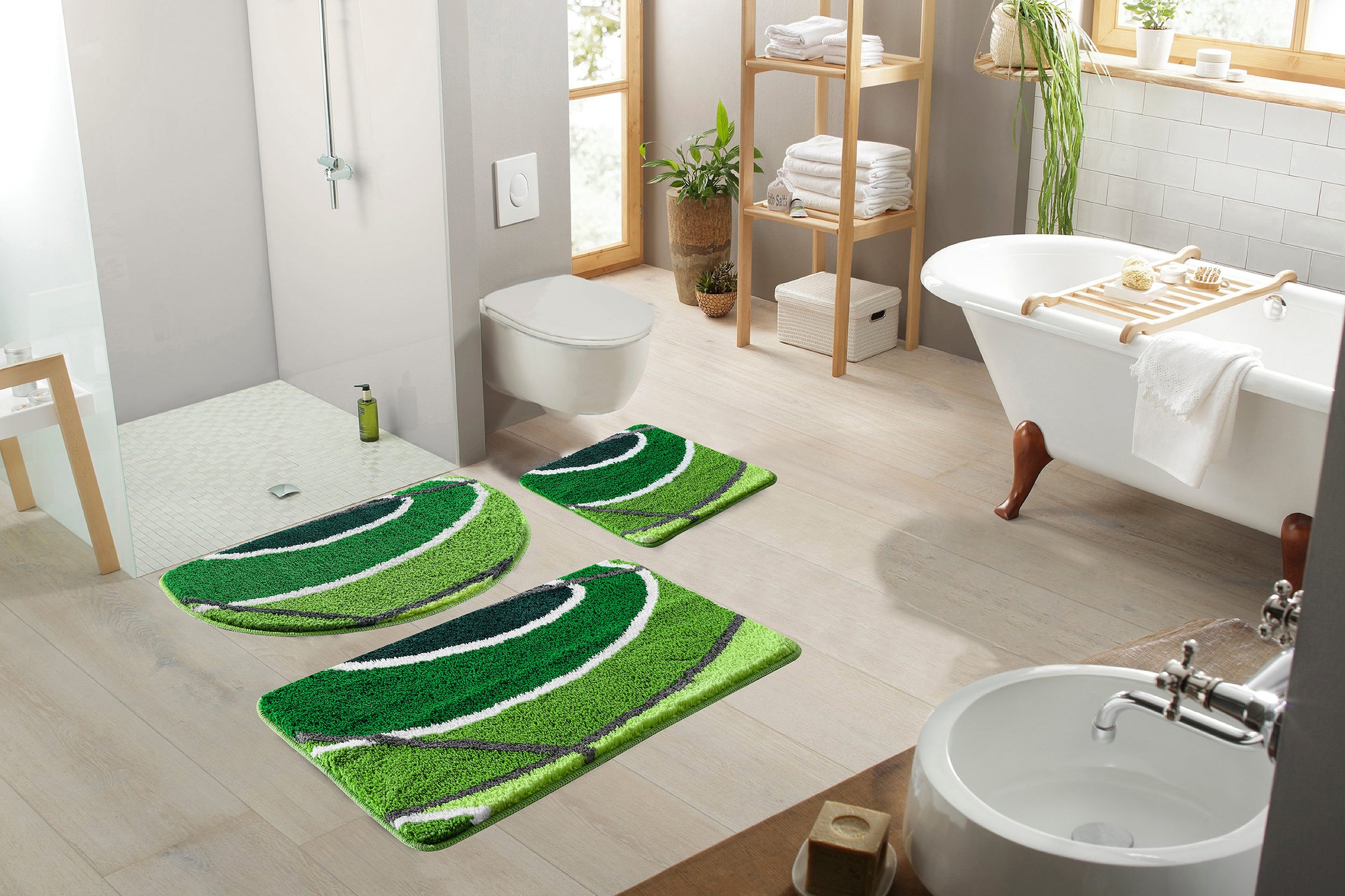 my home Badematte »Juna mit Muster, Badvorleger, Badezimmer Teppich, Duschvorleger« Höhe 20 mm rutschhemmend beschichtet strapazierfähig besonders weich, Design, Badematten, Badteppich