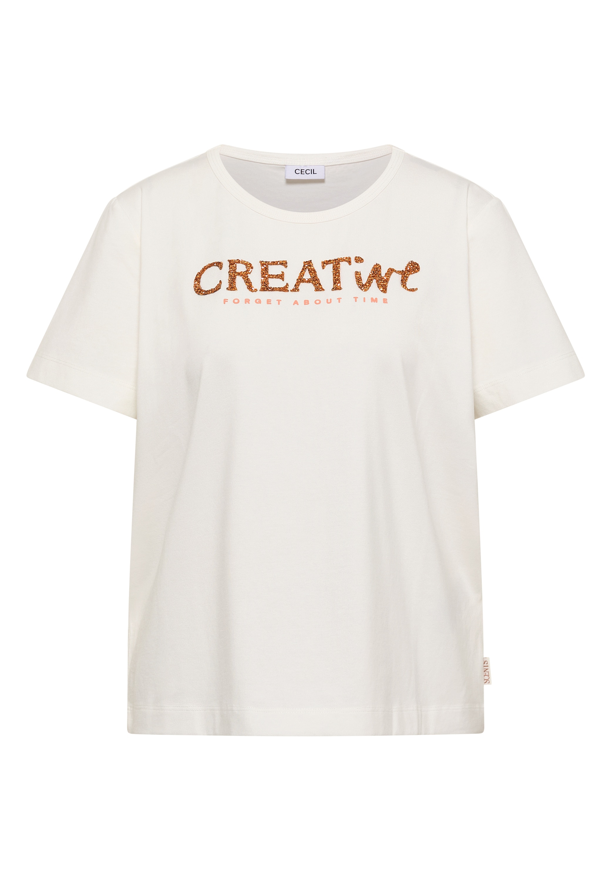 Cecil T-shirt imprimé Sommershirt mit Rundhals und Glitzer-Wording