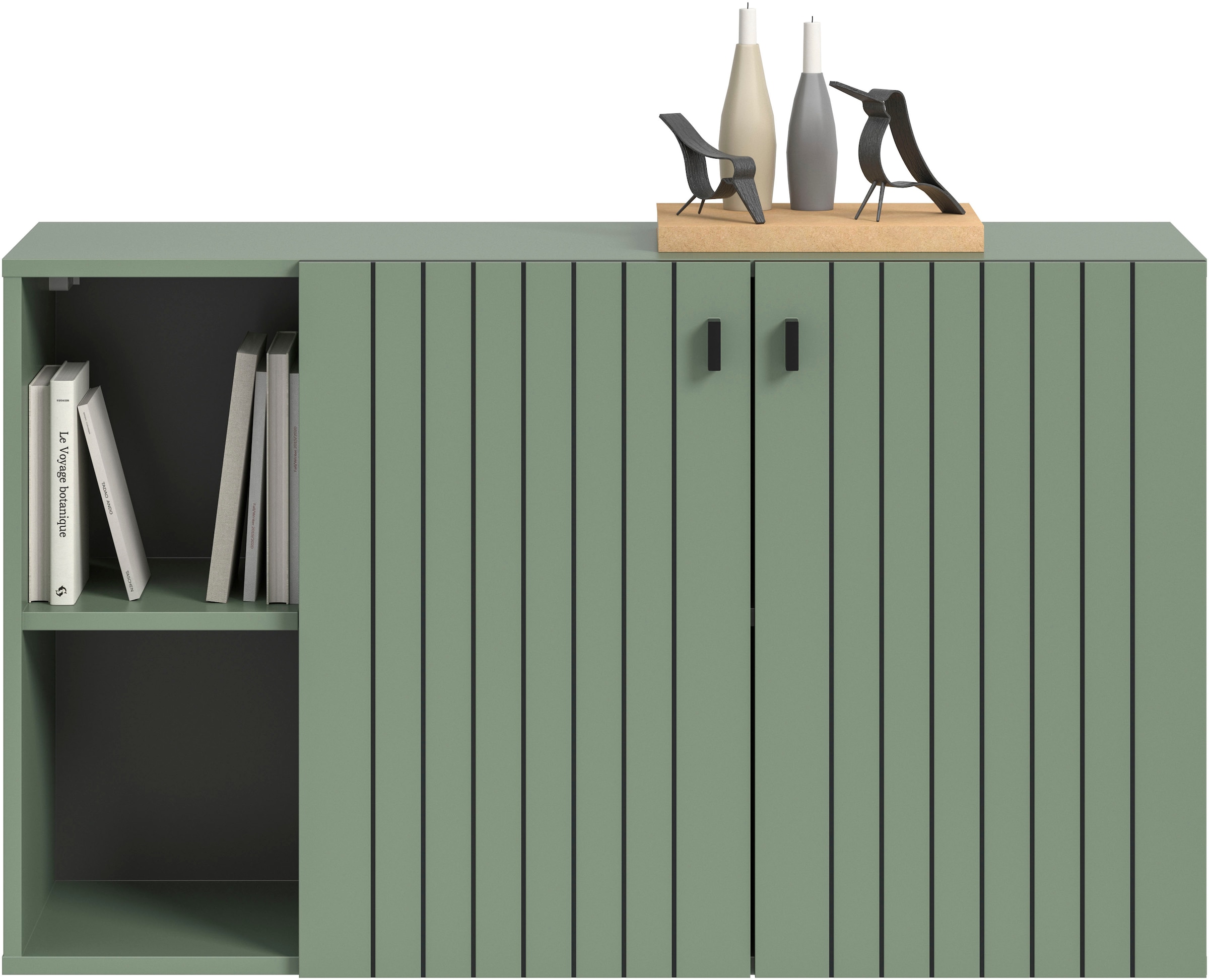 Home affaire Schuhschrank »TATIO, Breite 106 cm, hängend, Rillenopik, offene Fächer« 1 Stk. tlg. Schuhschrank, Schuhkommode, Flurkommode, Kommode, Hängeschrank