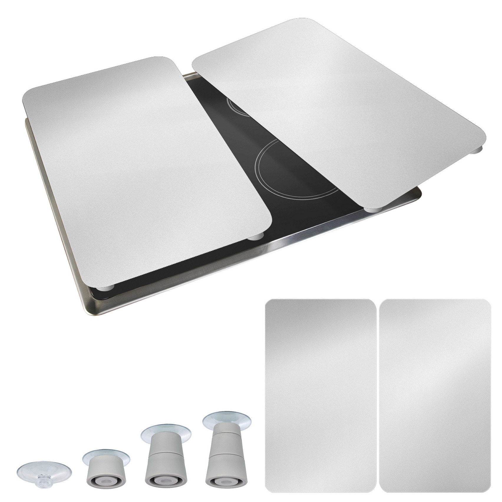 WENKO Herd-Abdeckplatte »Universal Modell Silber« Herdabdeckung für alle Herdarten, kratzfest, mit rutschfesten Füssen
