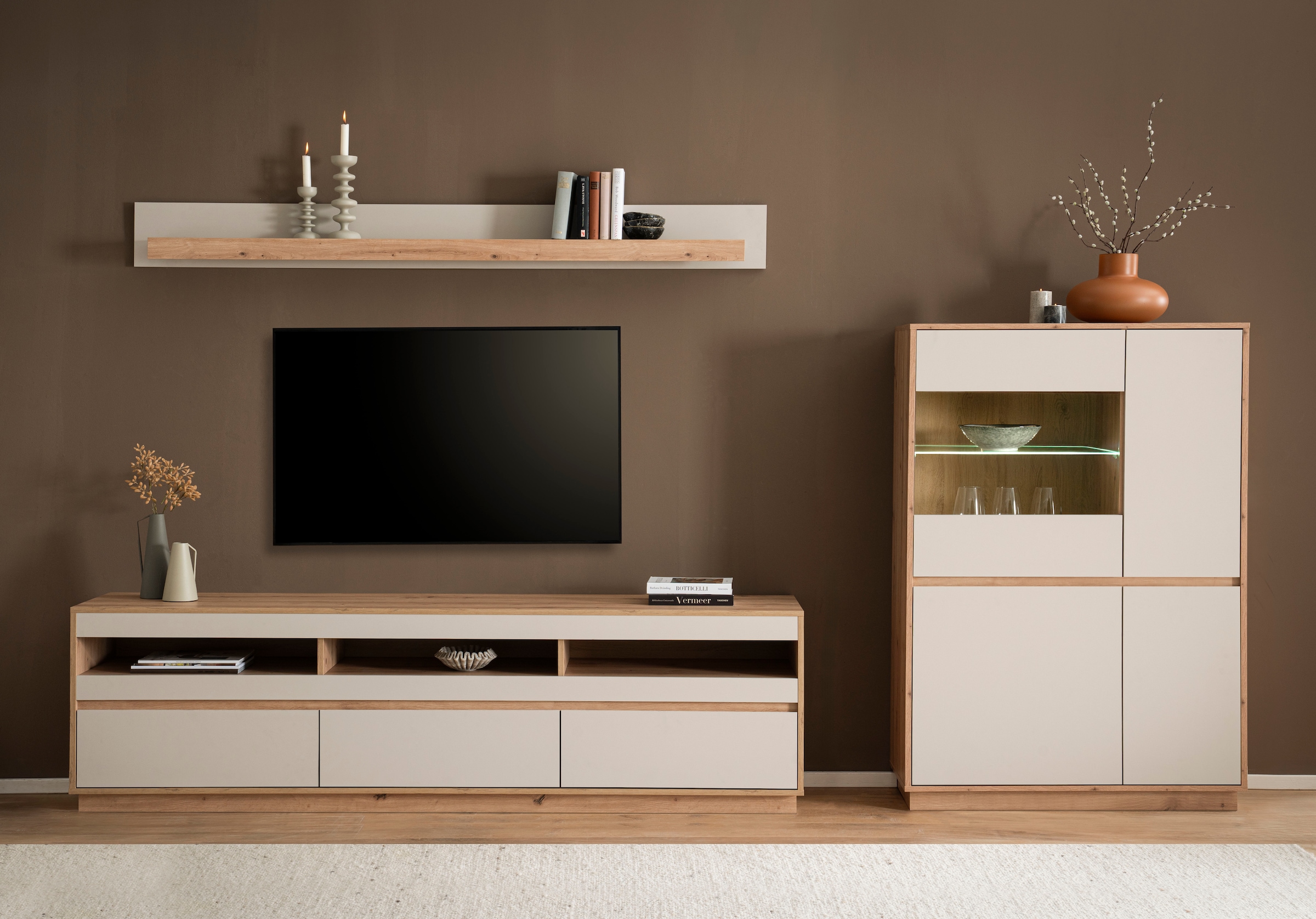 Home affaire Table basse »Sonora, moderner TV-Unterschrank, Kommode in Eiche Artisan, TV-Schrank« filigrane Rahmenoptik, ausreichend Stauraum, vielseitig einsetzbar