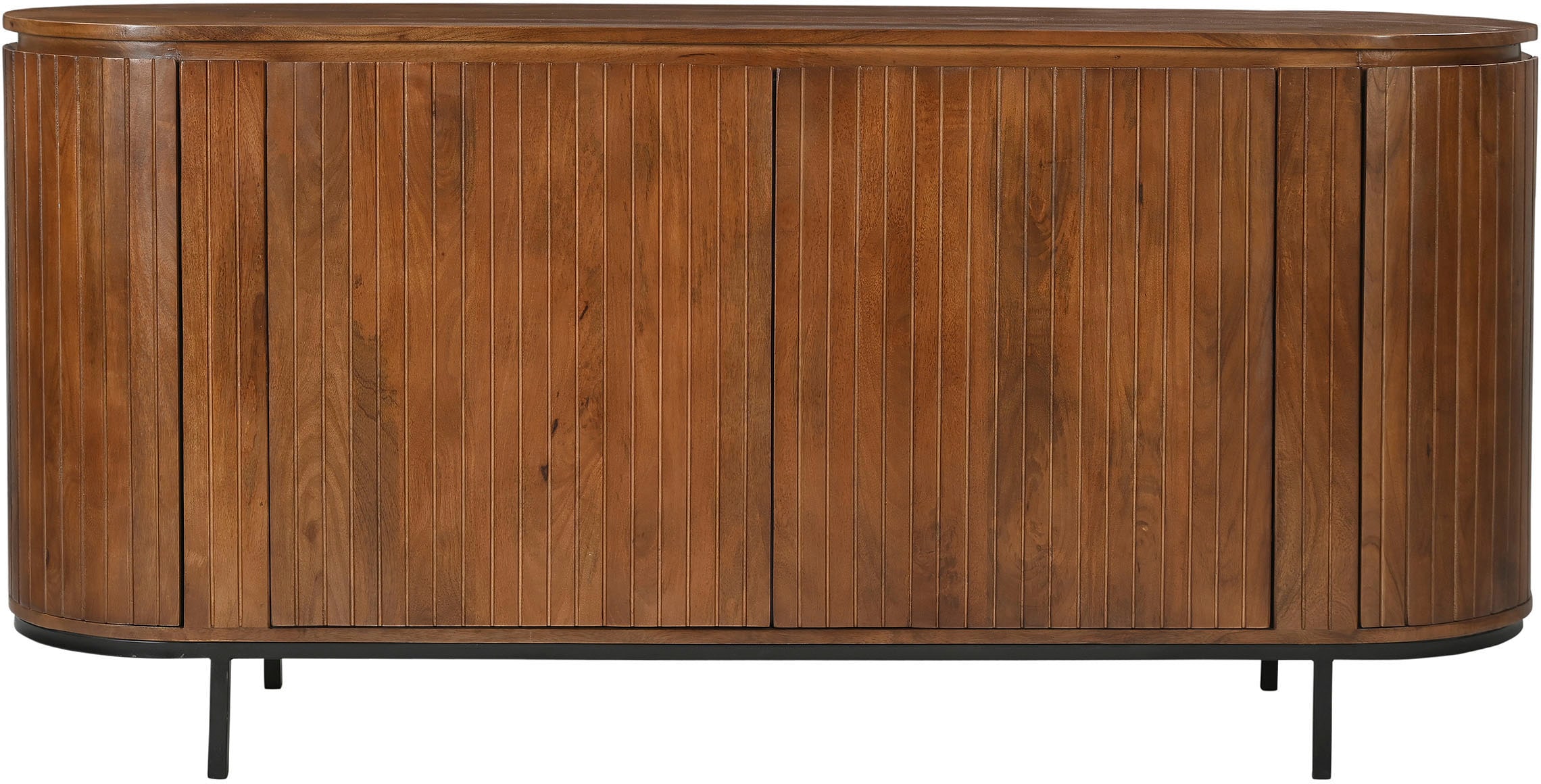 SIT Buffet »Newcastle aus massivem Mangoholz mit Lamellenfront & 4 Türen« 1 cuis tlg. 4 portes, 8 compartiments & façade à fines lamelles en bois de manguier